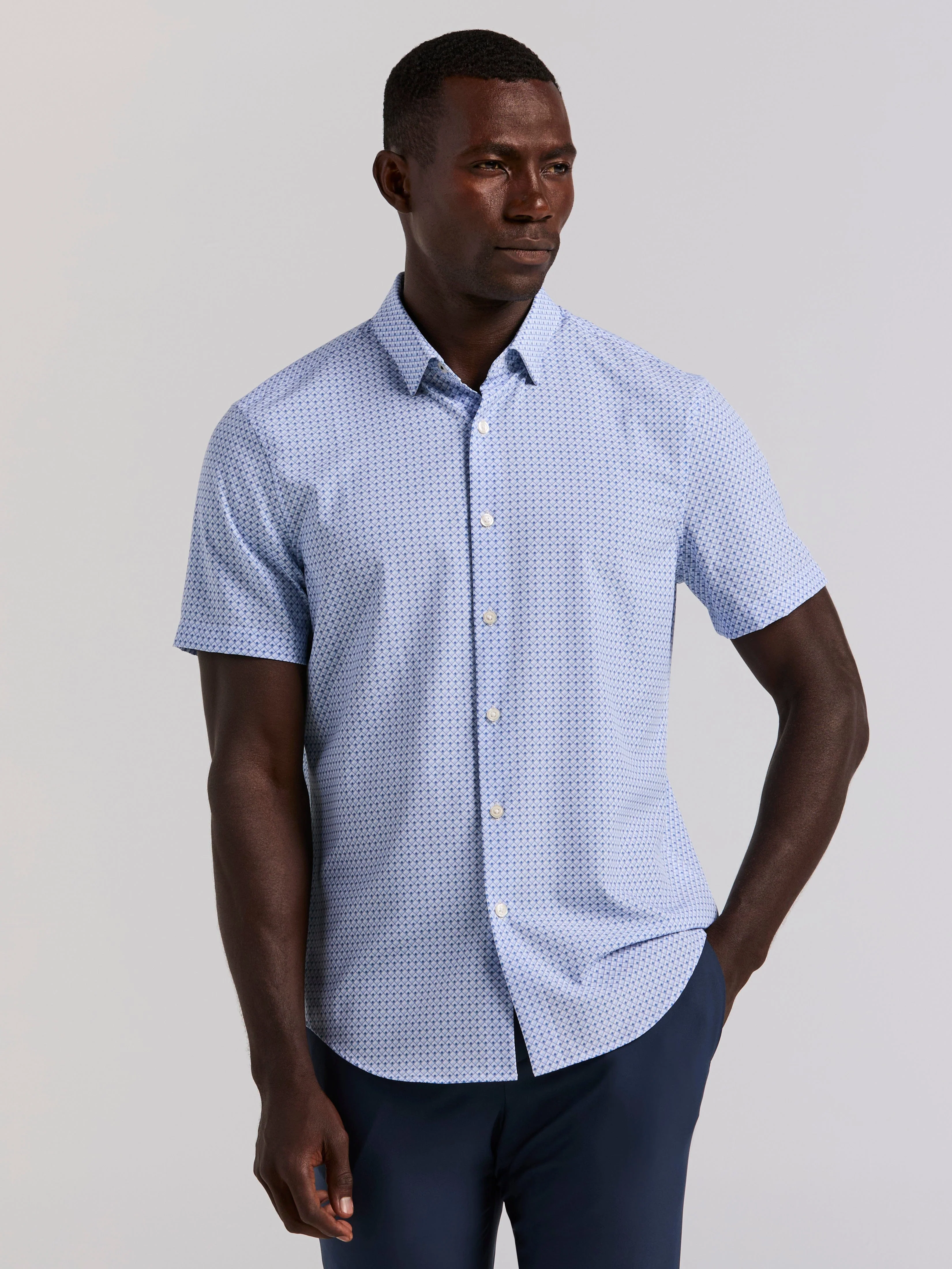 Slim Fit Cube Geometric Print Shirt - Image 7