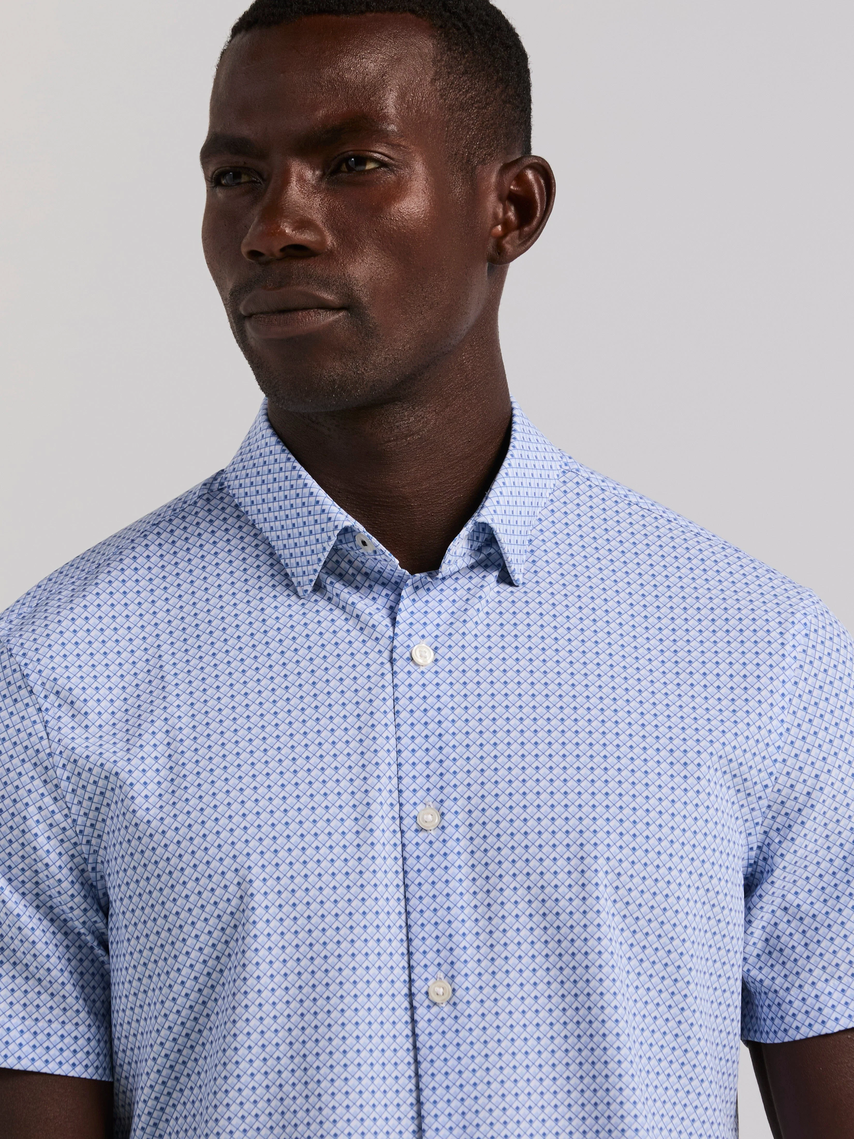 Slim Fit Cube Geometric Print Shirt - Image 8