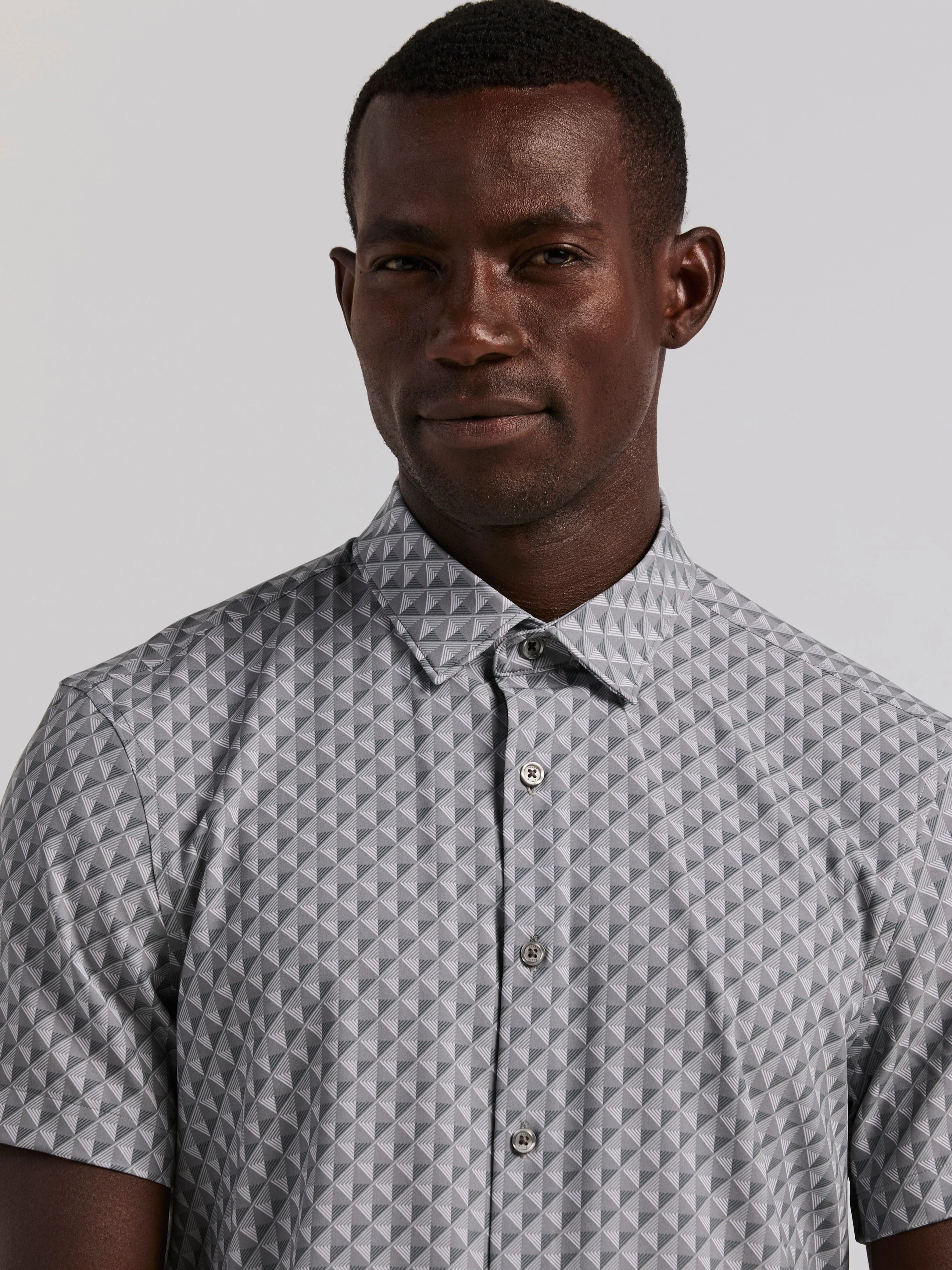 Slim Fit Diamond Geo Print Short Sleeve Shirt - Image 2