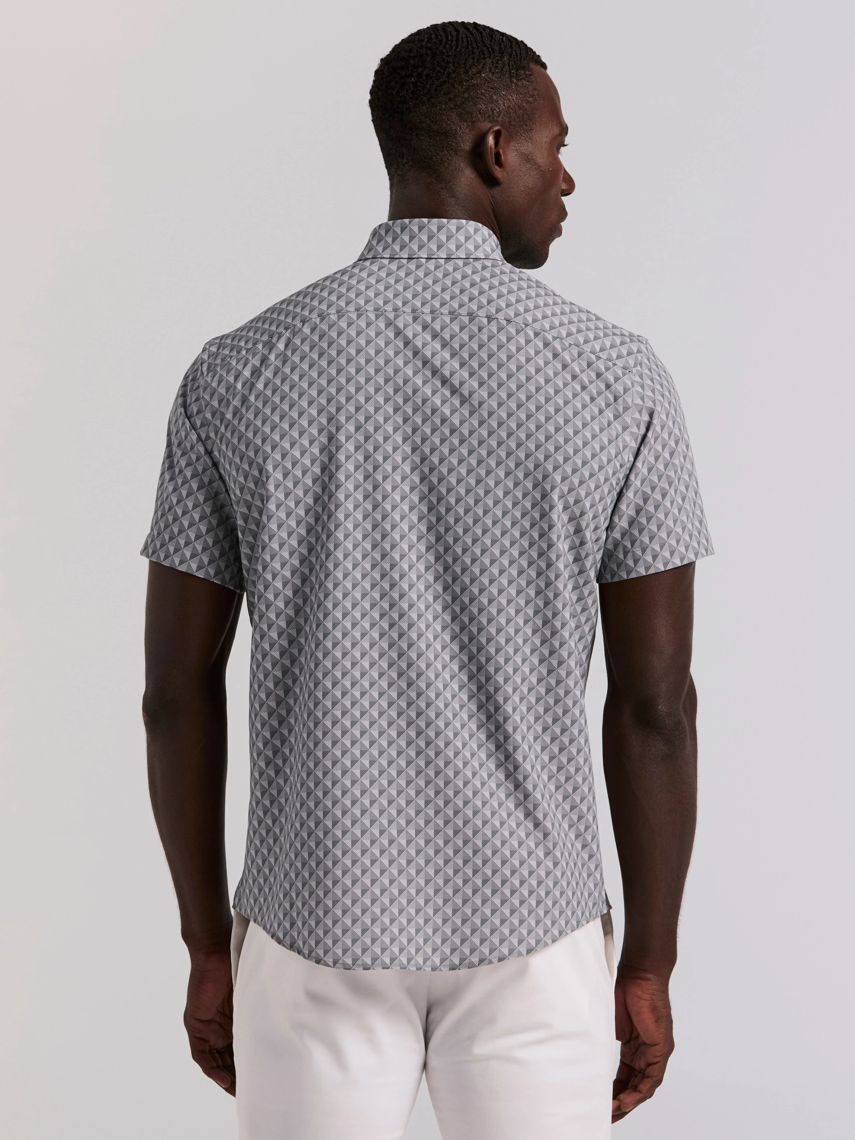 Slim Fit Diamond Geo Print Short Sleeve Shirt - Image 3
