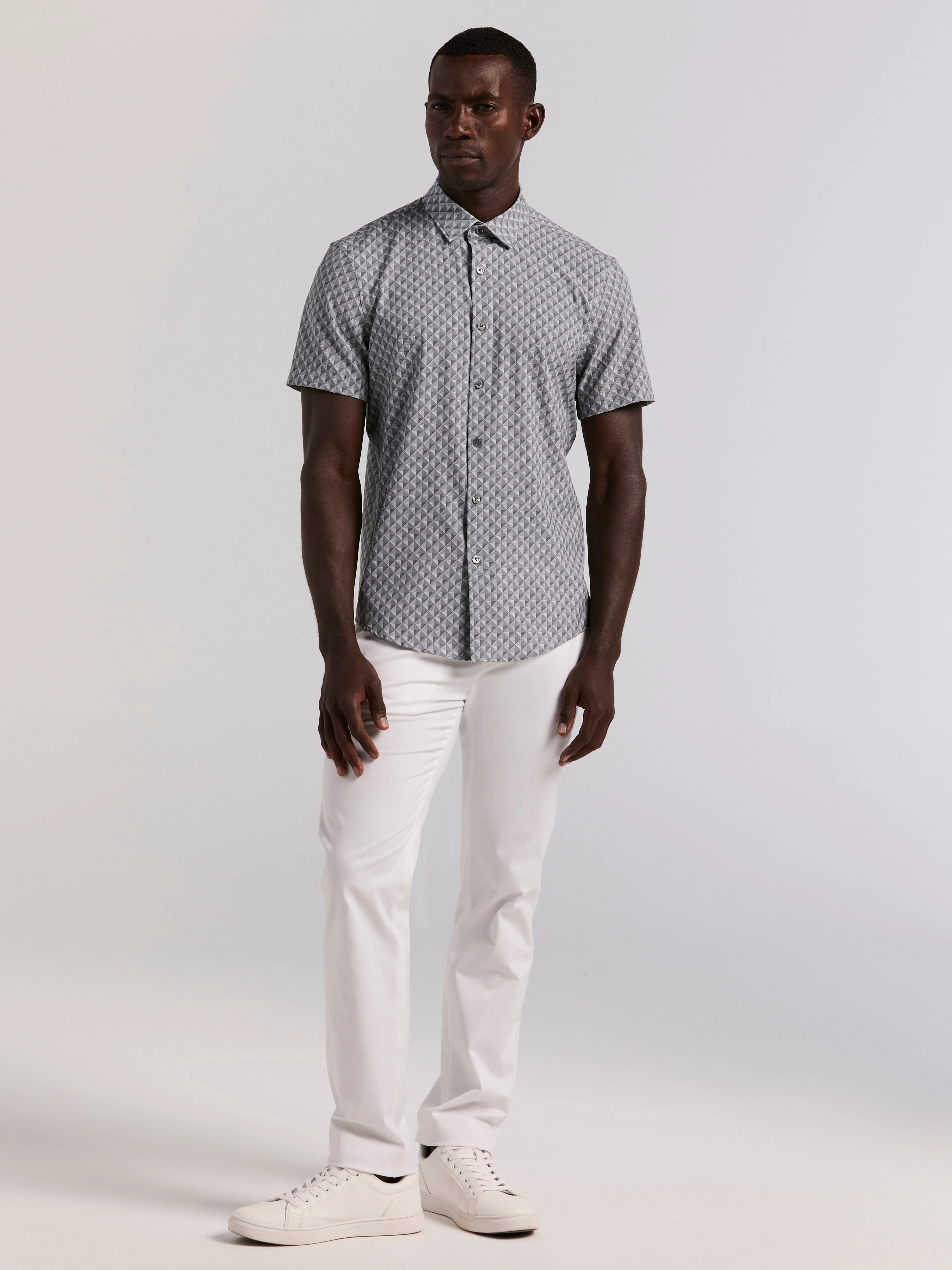 Slim Fit Diamond Geo Print Short Sleeve Shirt - Image 4