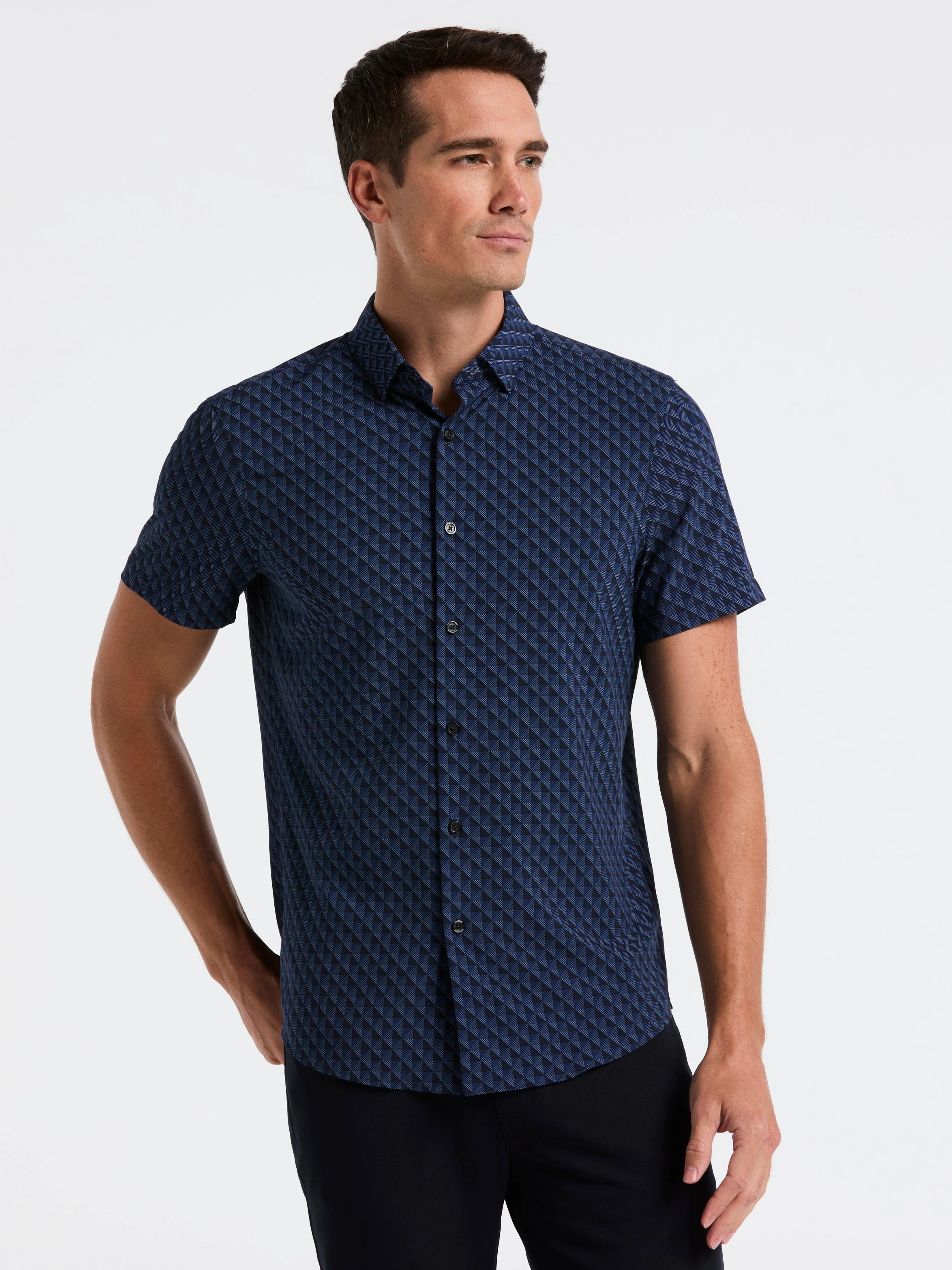 Slim Fit Diamond Geo Print Short Sleeve Shirt - Image 6