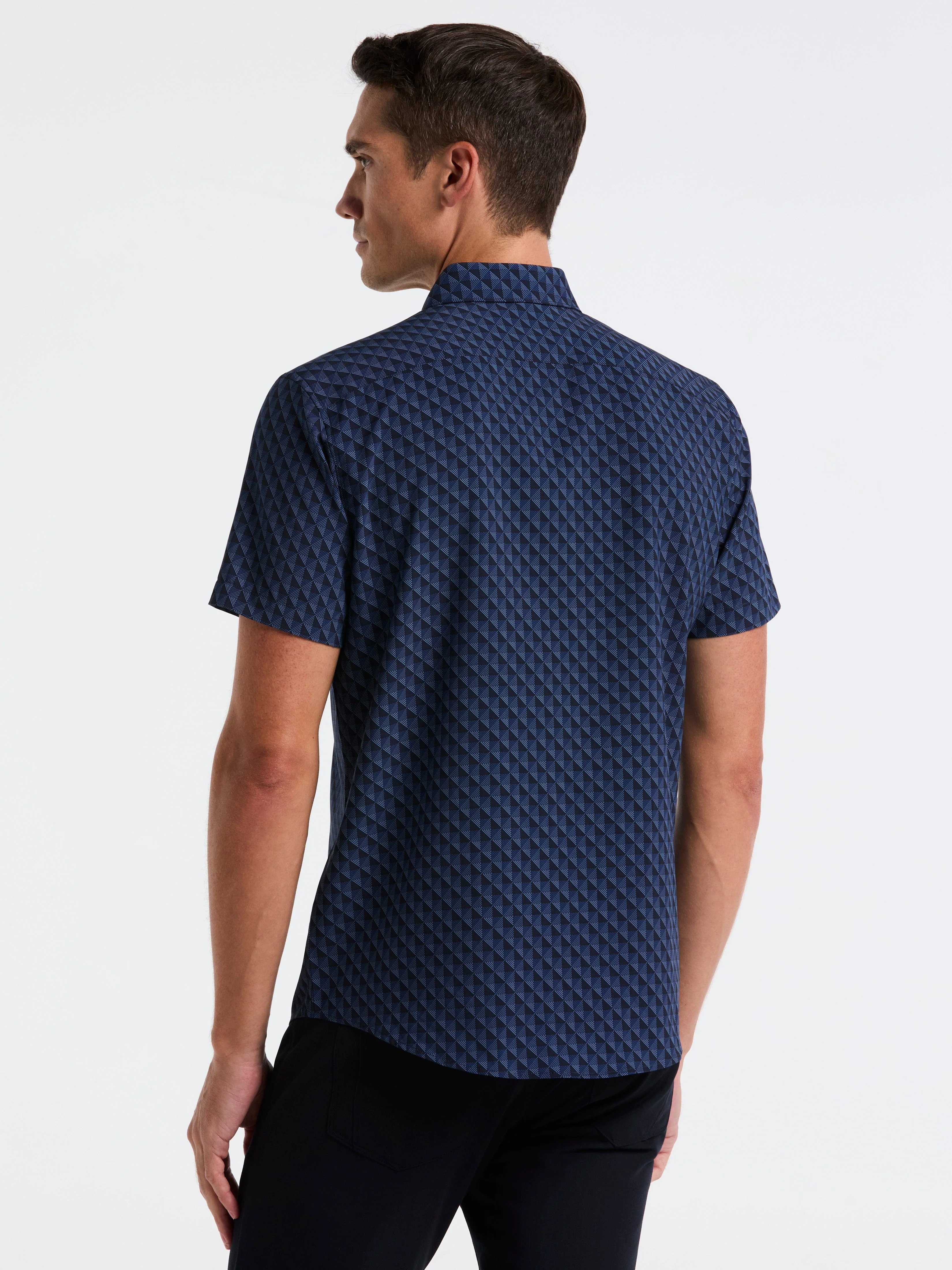 Slim Fit Diamond Geo Print Short Sleeve Shirt - Image 7