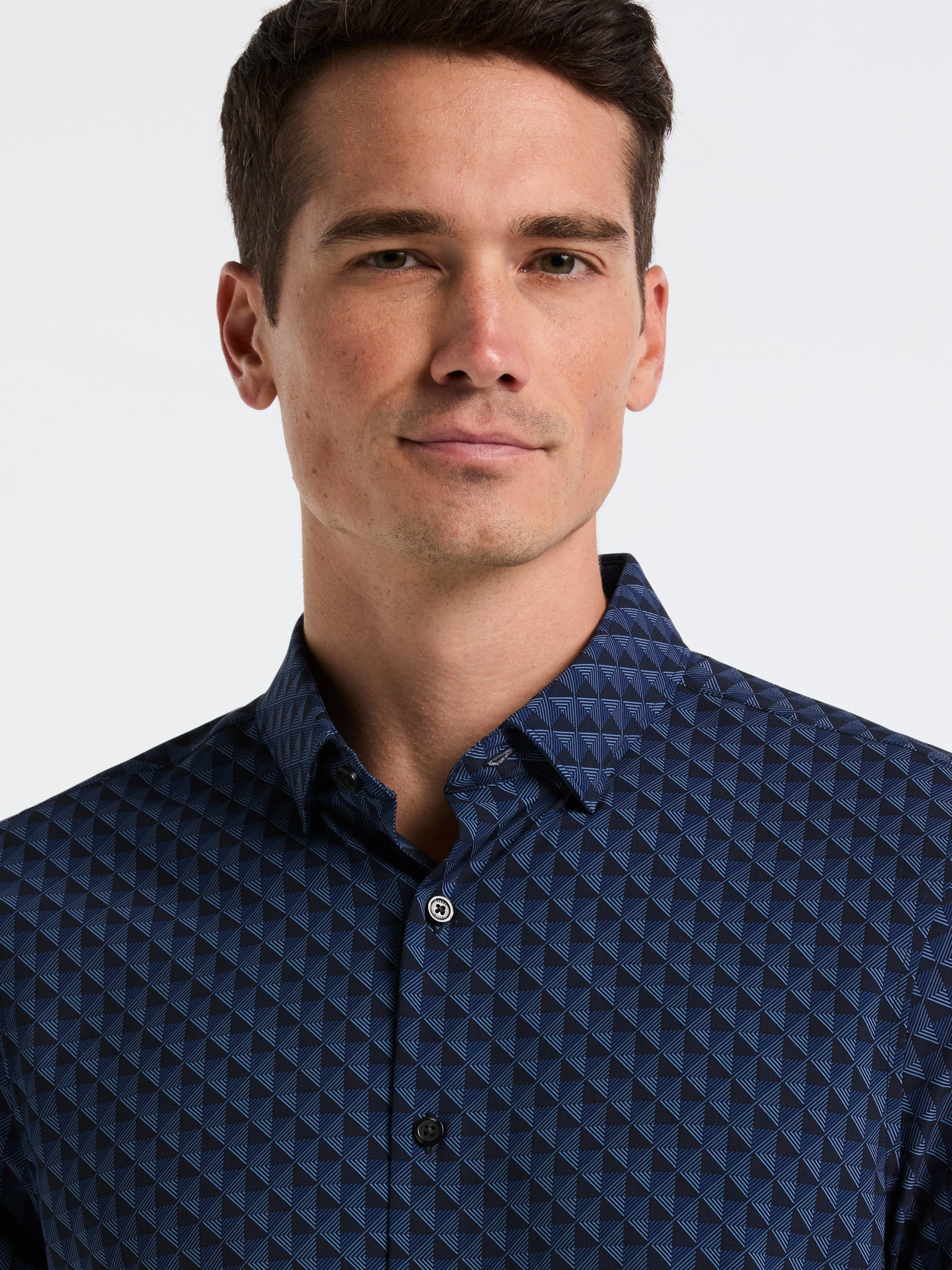 Slim Fit Diamond Geo Print Short Sleeve Shirt - Image 8