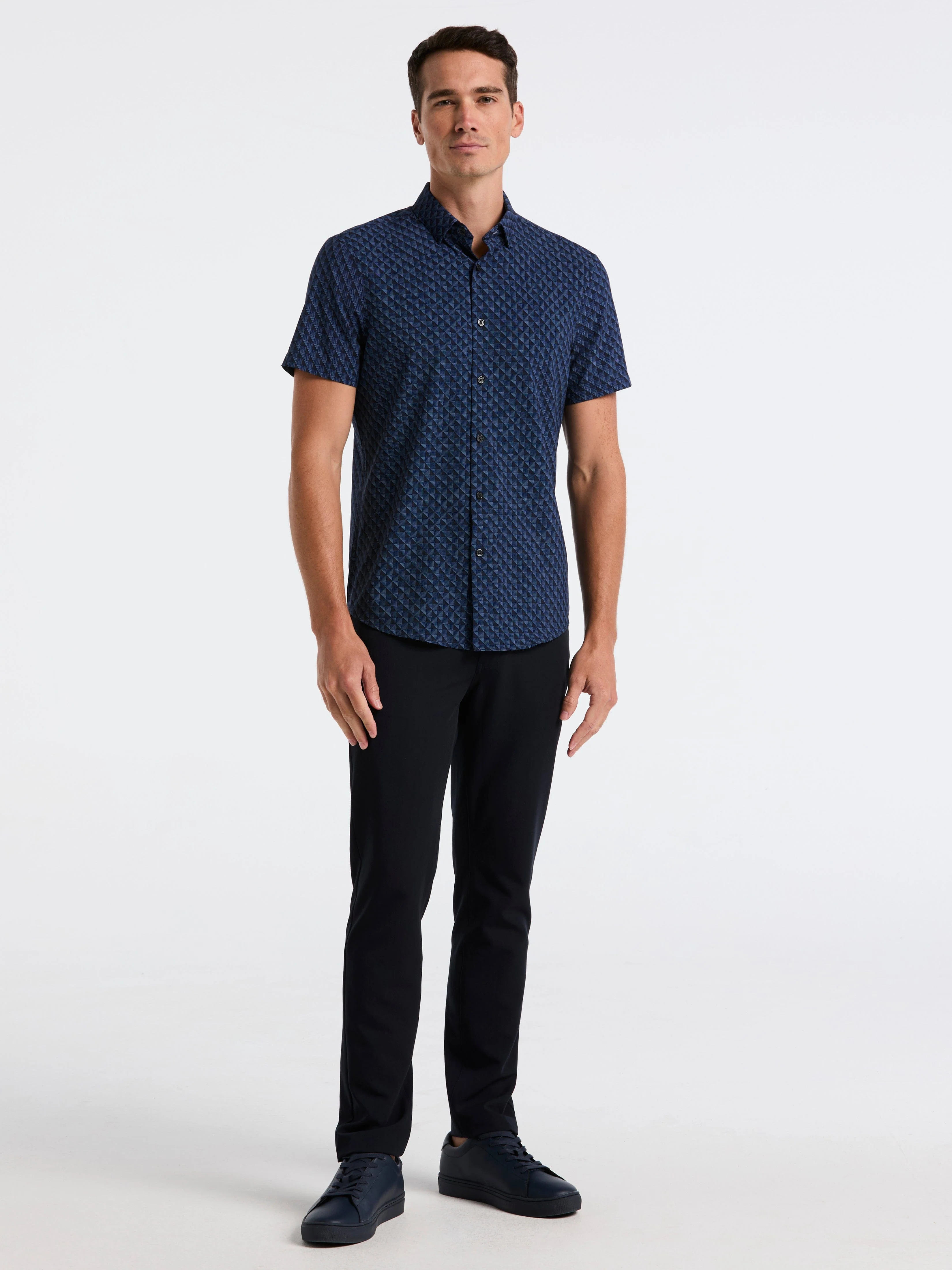Slim Fit Diamond Geo Print Short Sleeve Shirt - Image 9
