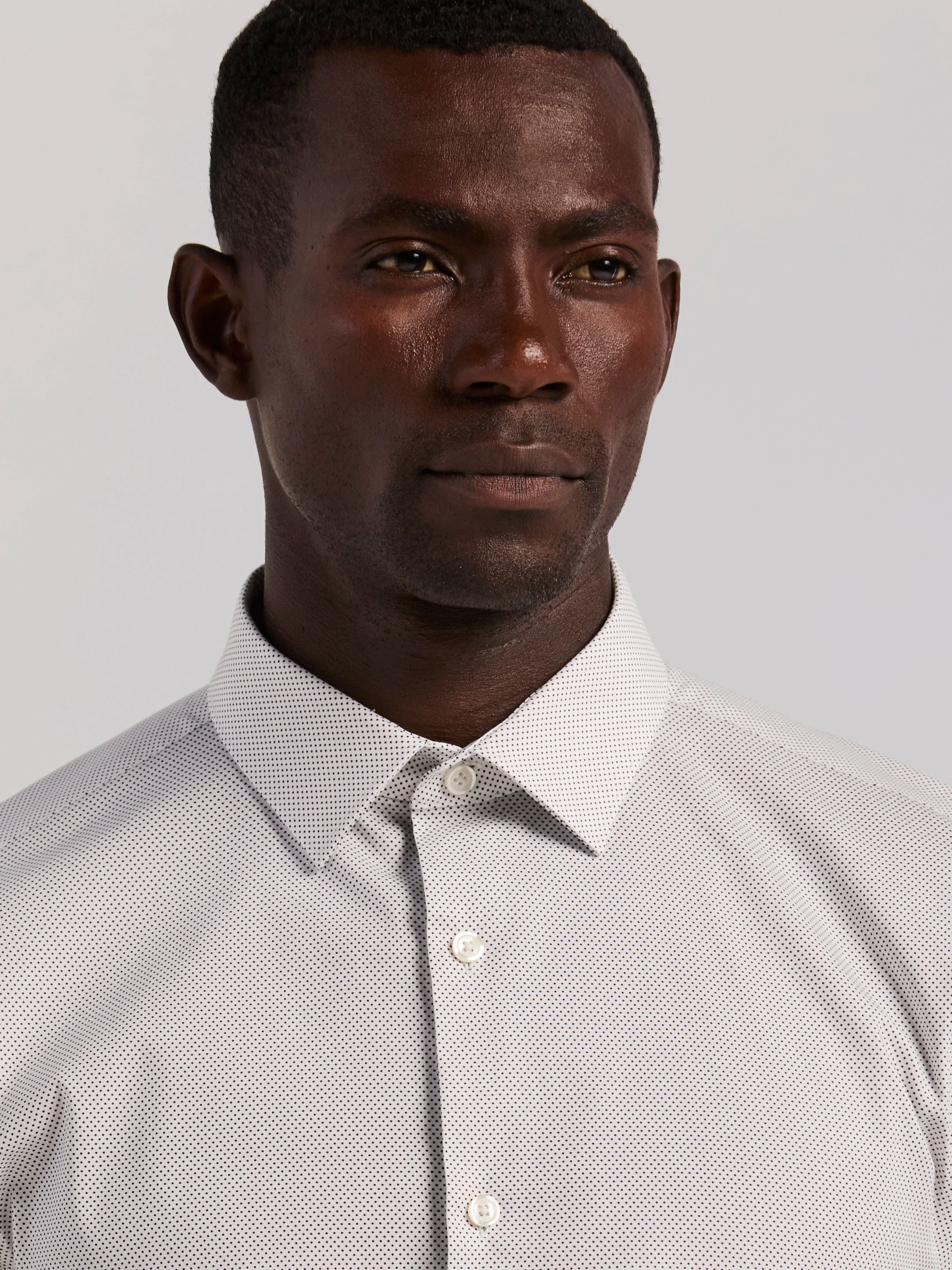 Slim Fit Cotton Stretch Dot Print Dress Shirt - Image 2