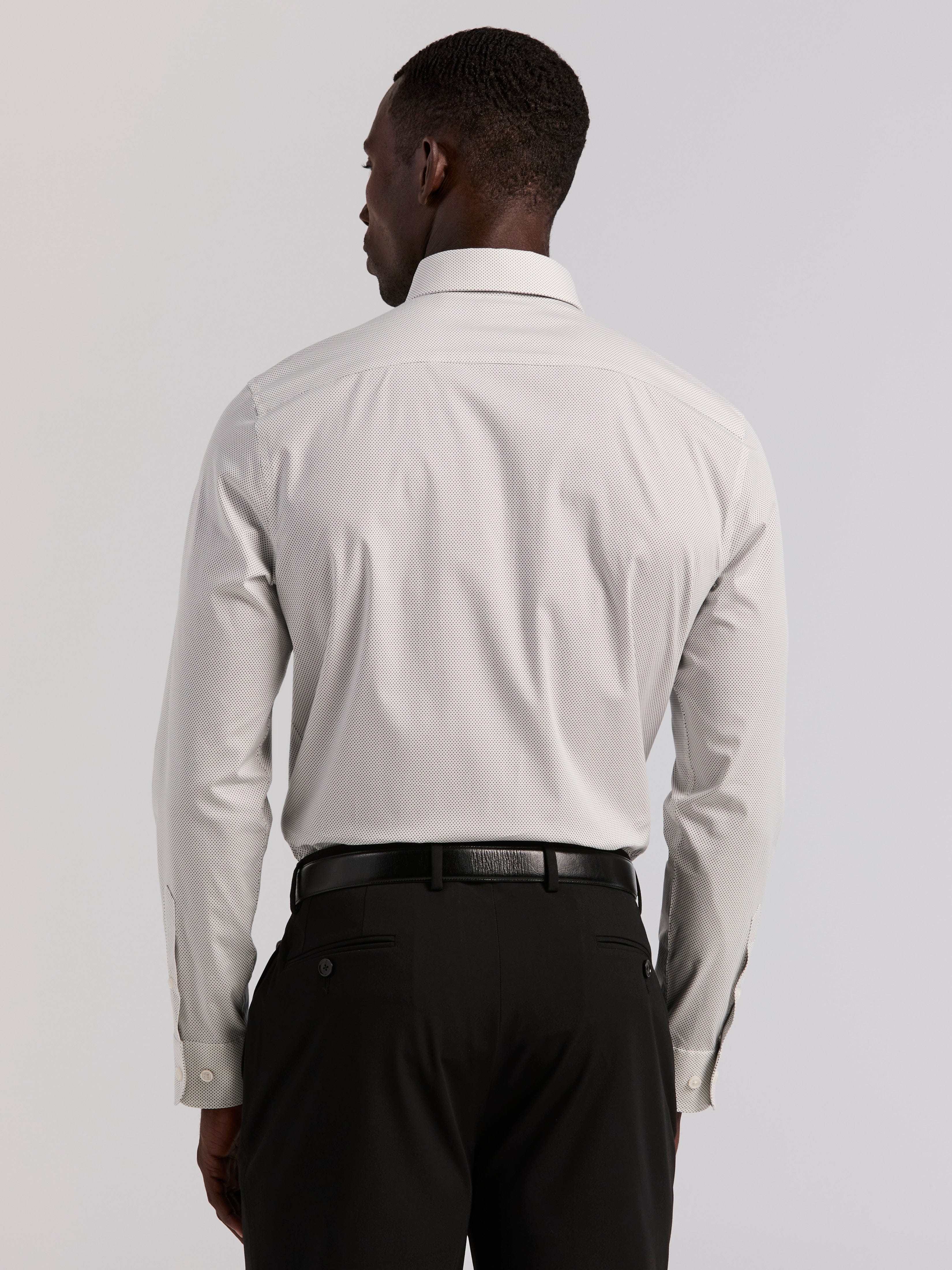 Slim Fit Cotton Stretch Dot Print Dress Shirt - Image 3