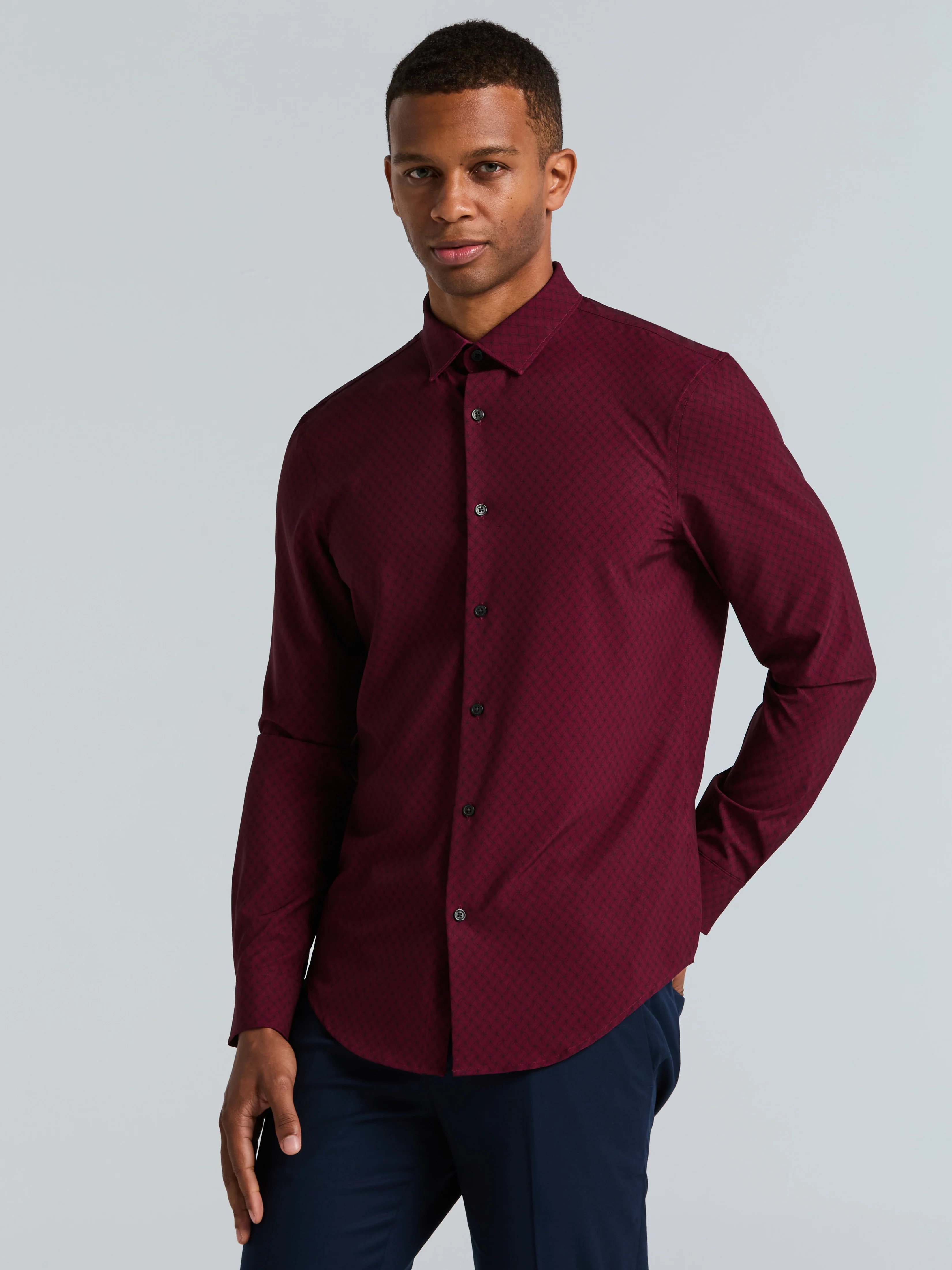 Slim Fit Geo Print Total Stretch Shirt