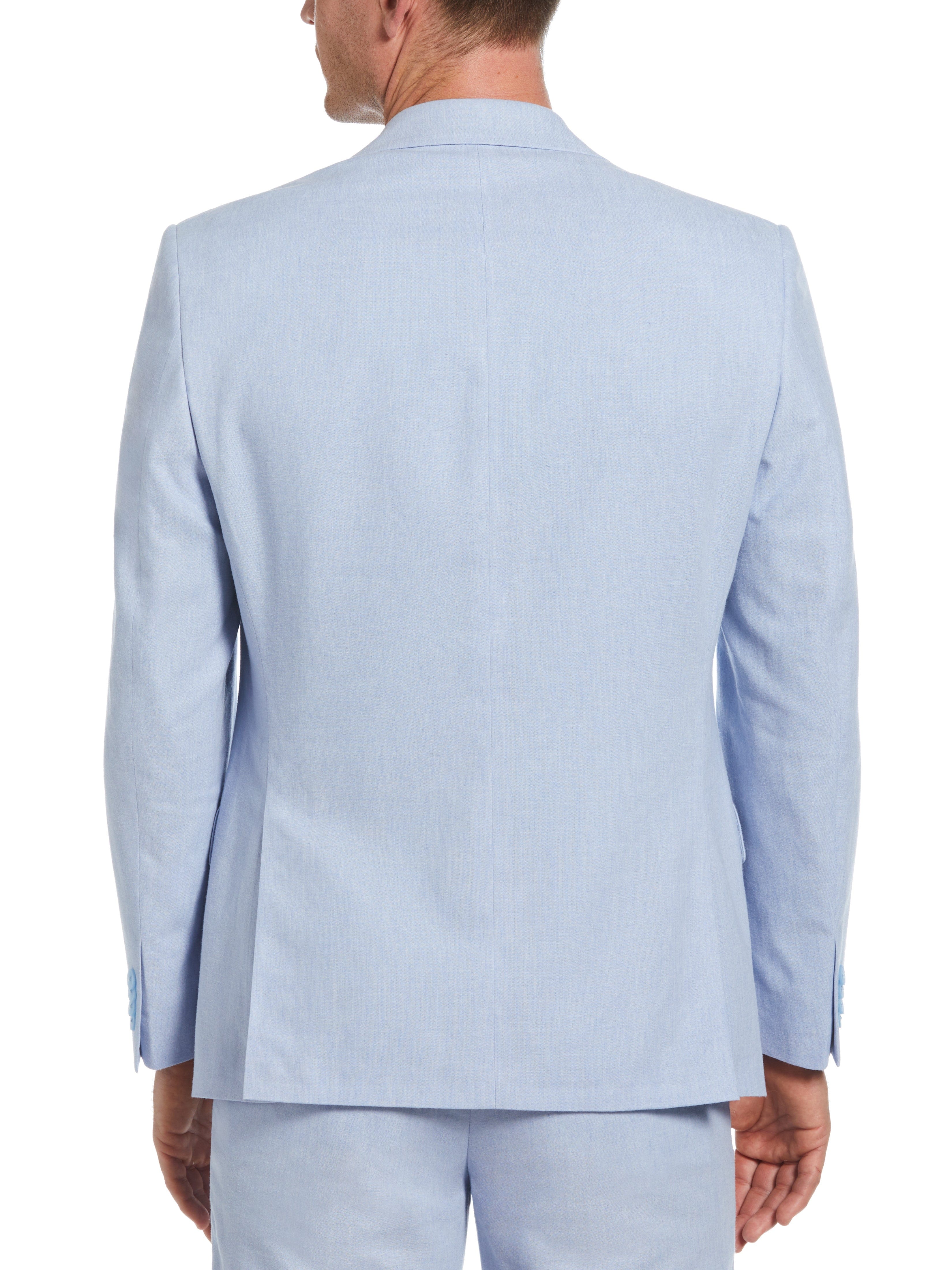 Slim Fit Light Blue Linen Blend Suit - Image 2