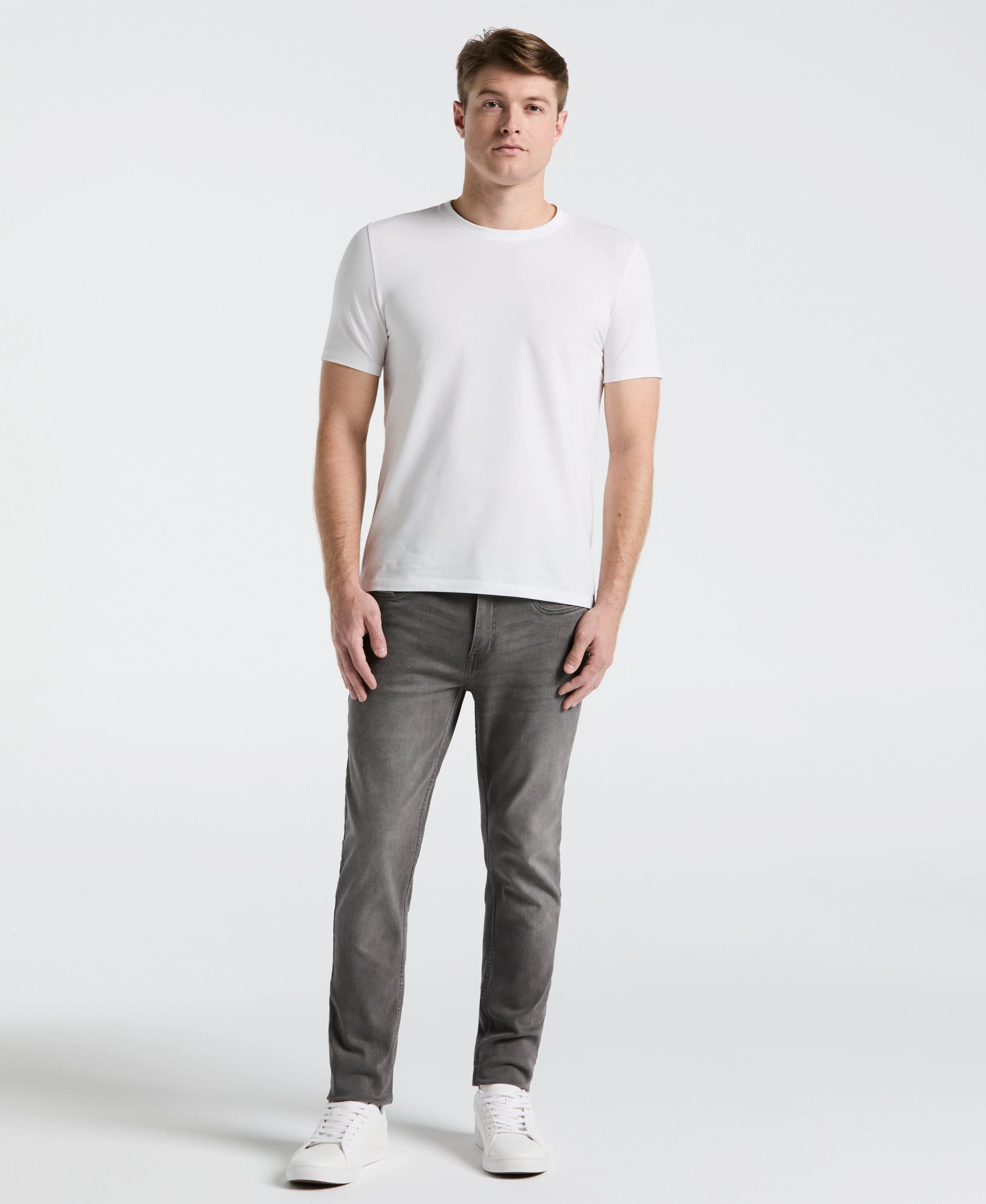 Slim Fit Light Wash Gray 5-Pocket Denim Pant