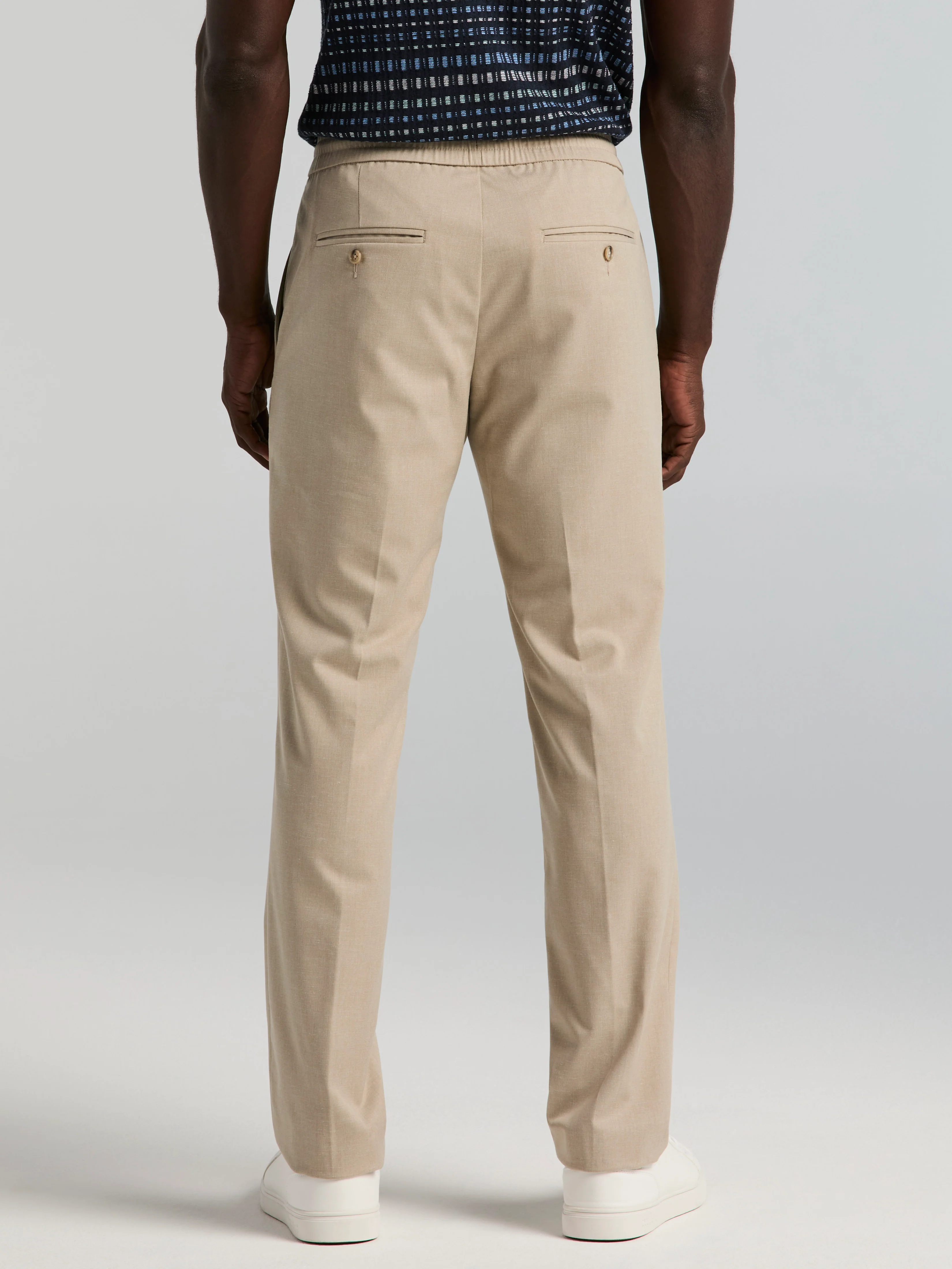 Slim Fit Linen Blend Drawstring Pant - Image 3