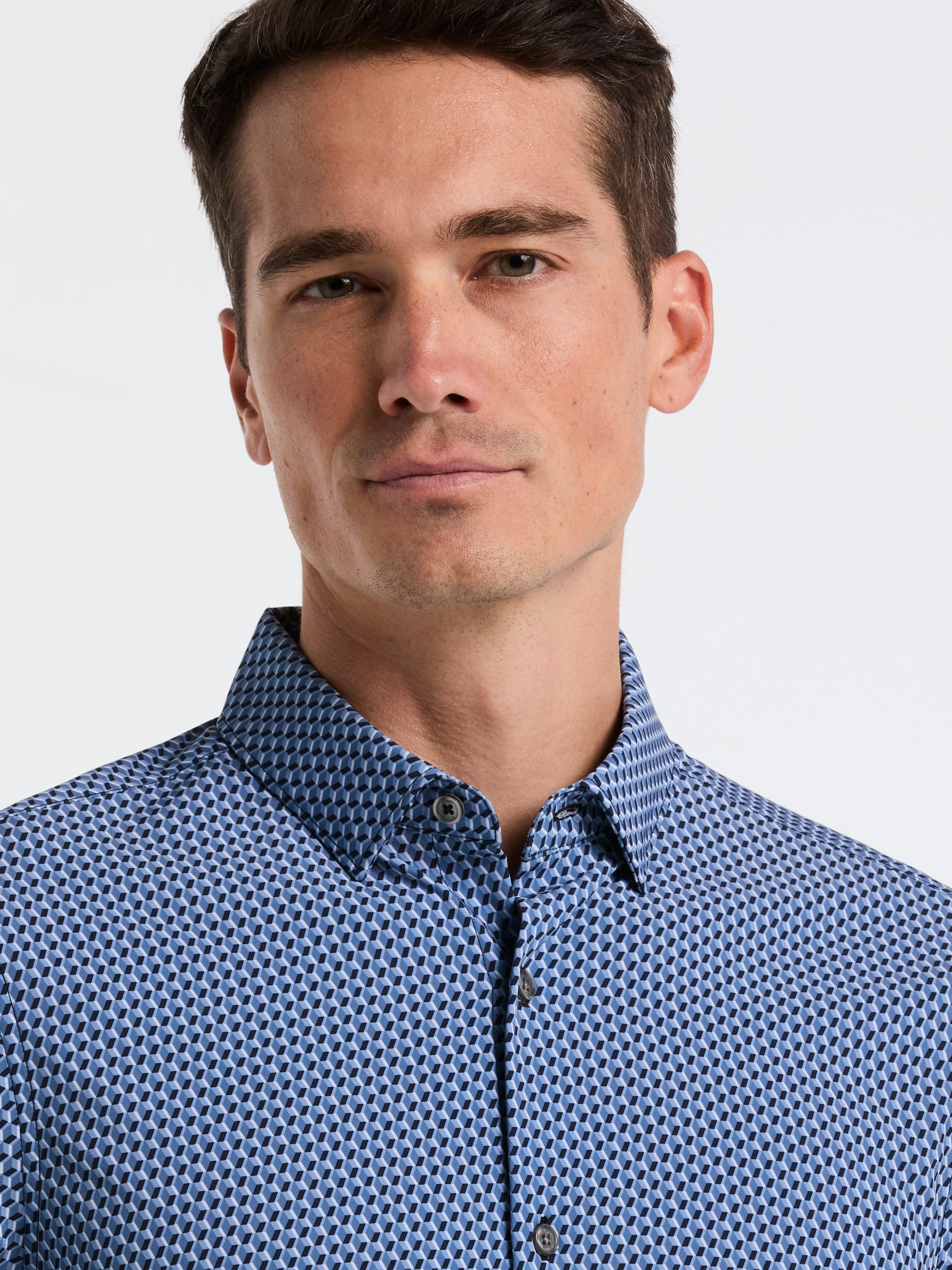 Slim Fit Long Sleeve Geo Print Shirt - Image 2
