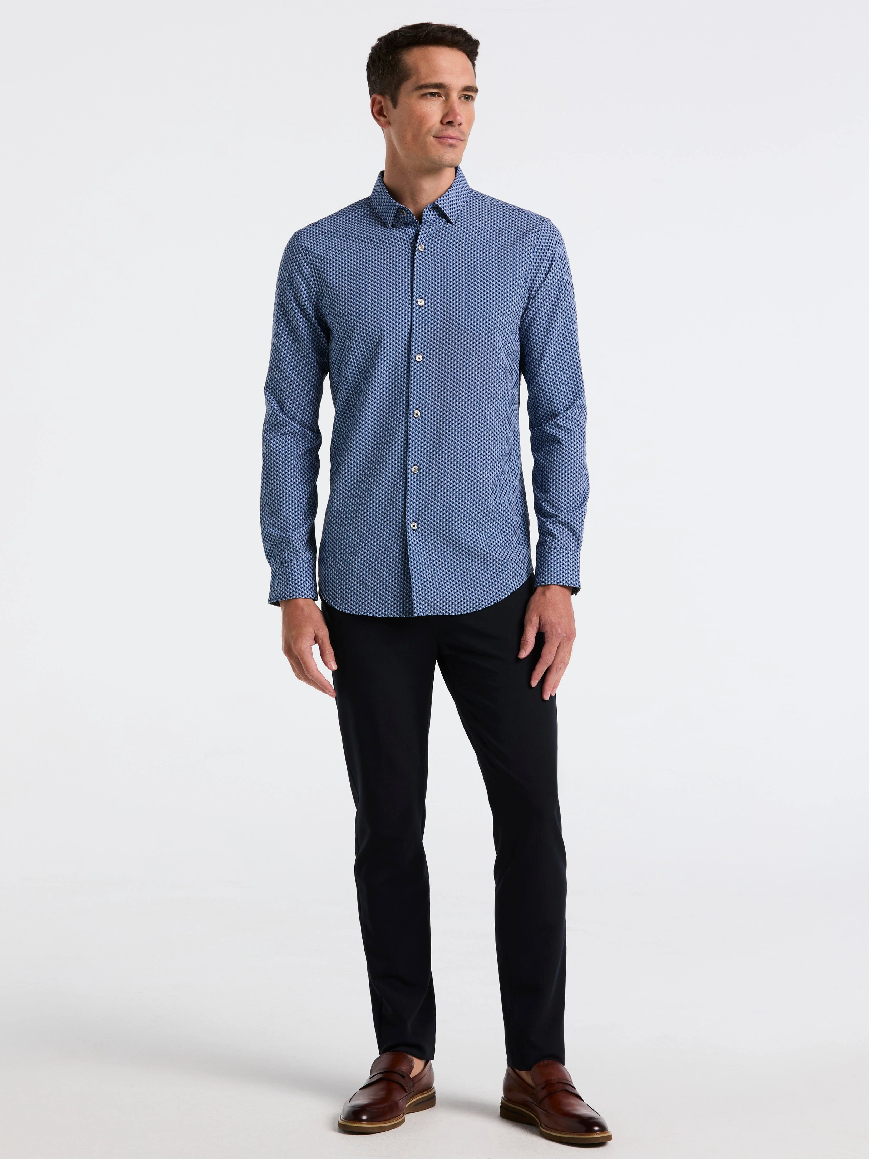 Slim Fit Long Sleeve Geo Print Shirt - Image 3
