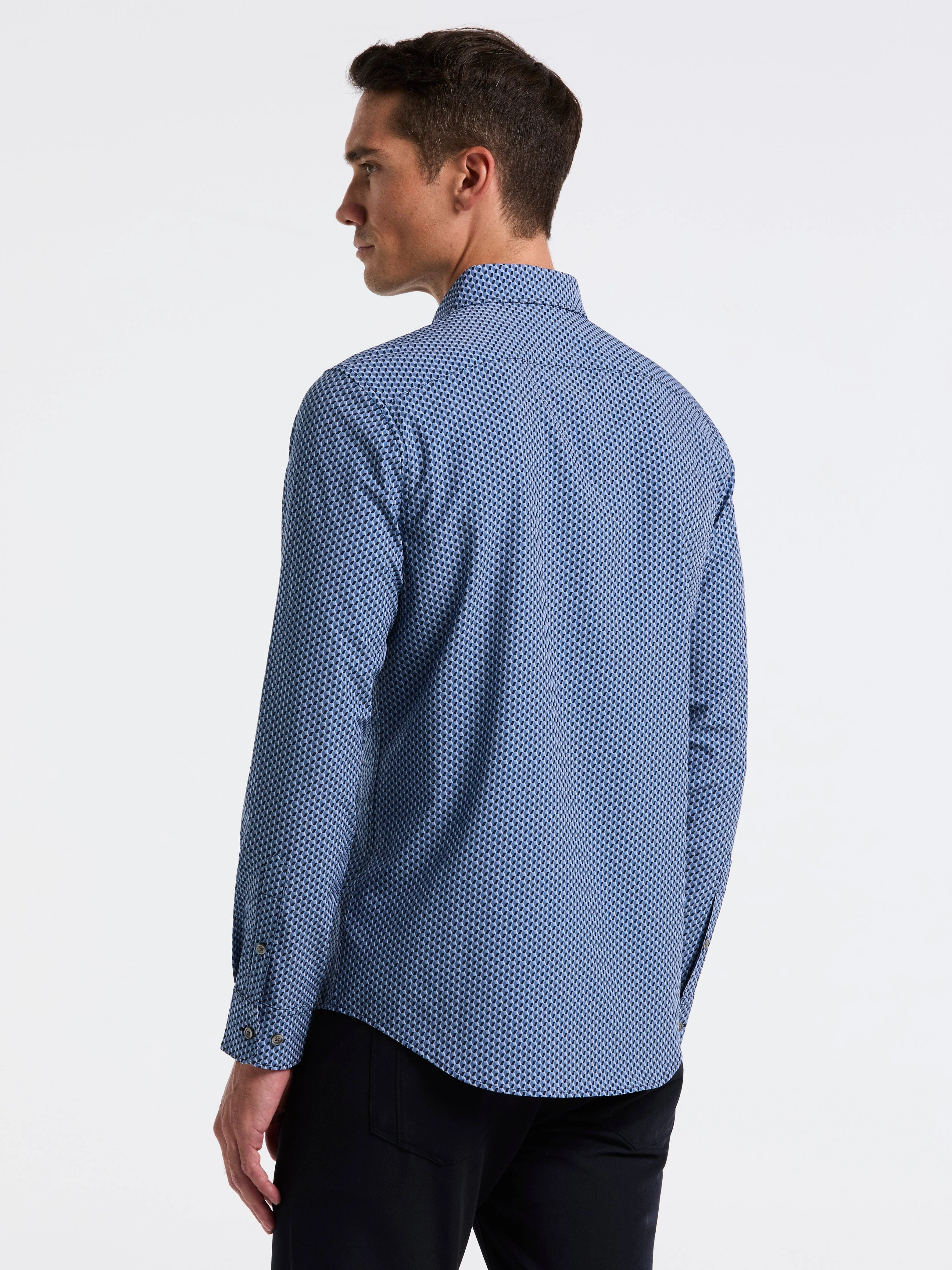 Slim Fit Long Sleeve Geo Print Shirt - Image 4