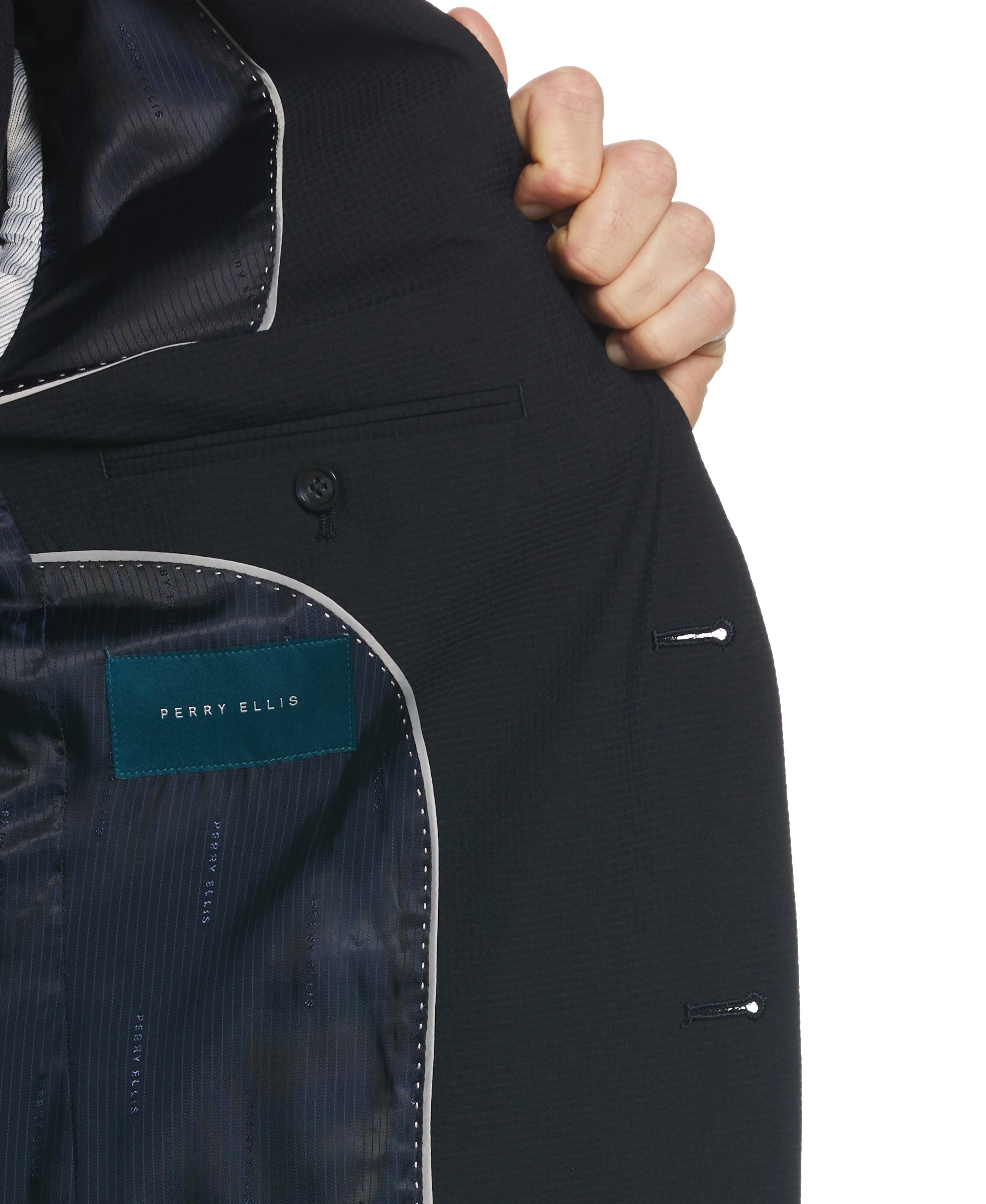 Slim Fit Micro Check Suit Jacket - Image 3