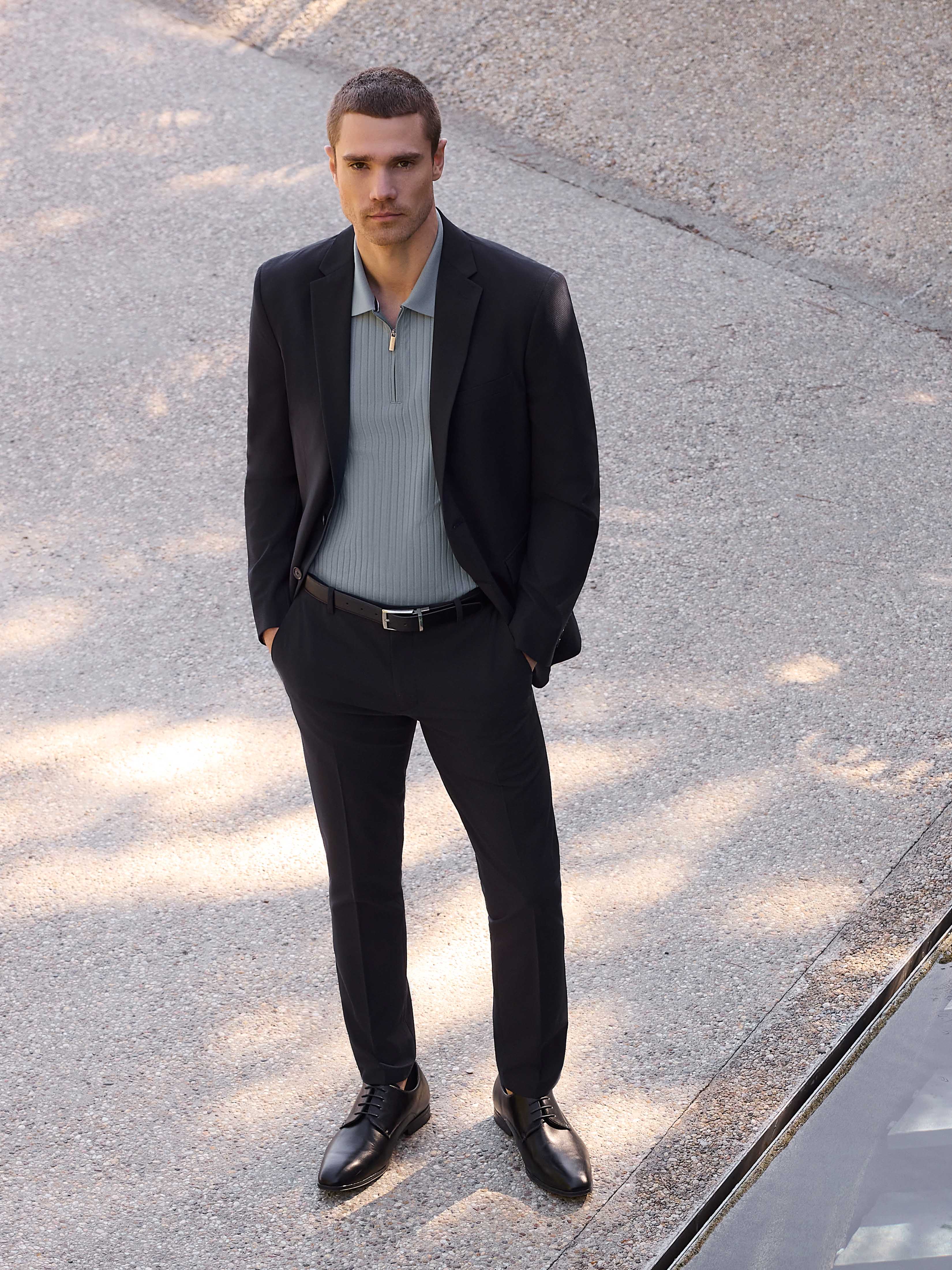 Slim Fit Micro Check Suit Jacket - Image 7