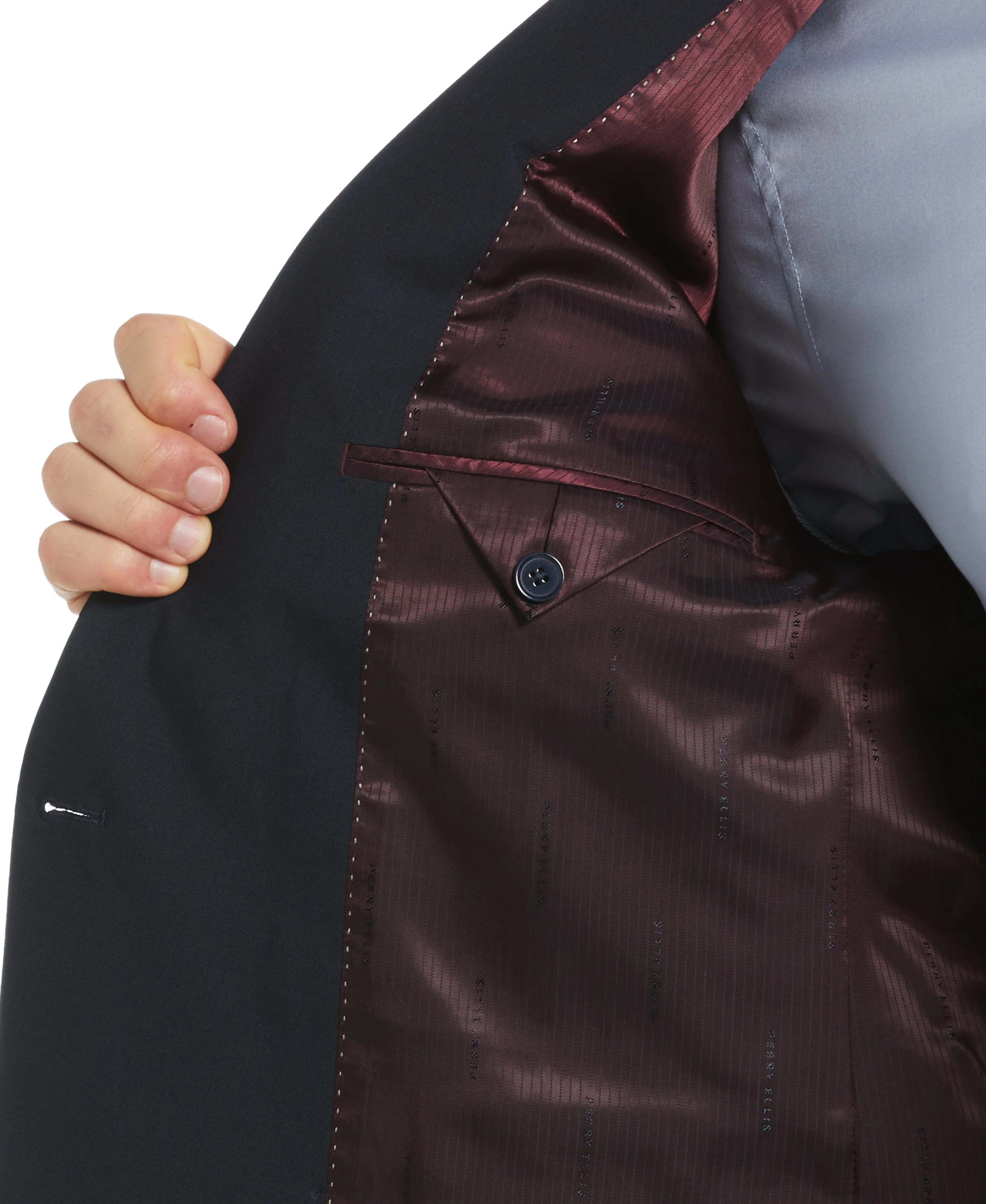 Slim Fit Double Breasted Peak Lapel Suit Jacket - Image 4