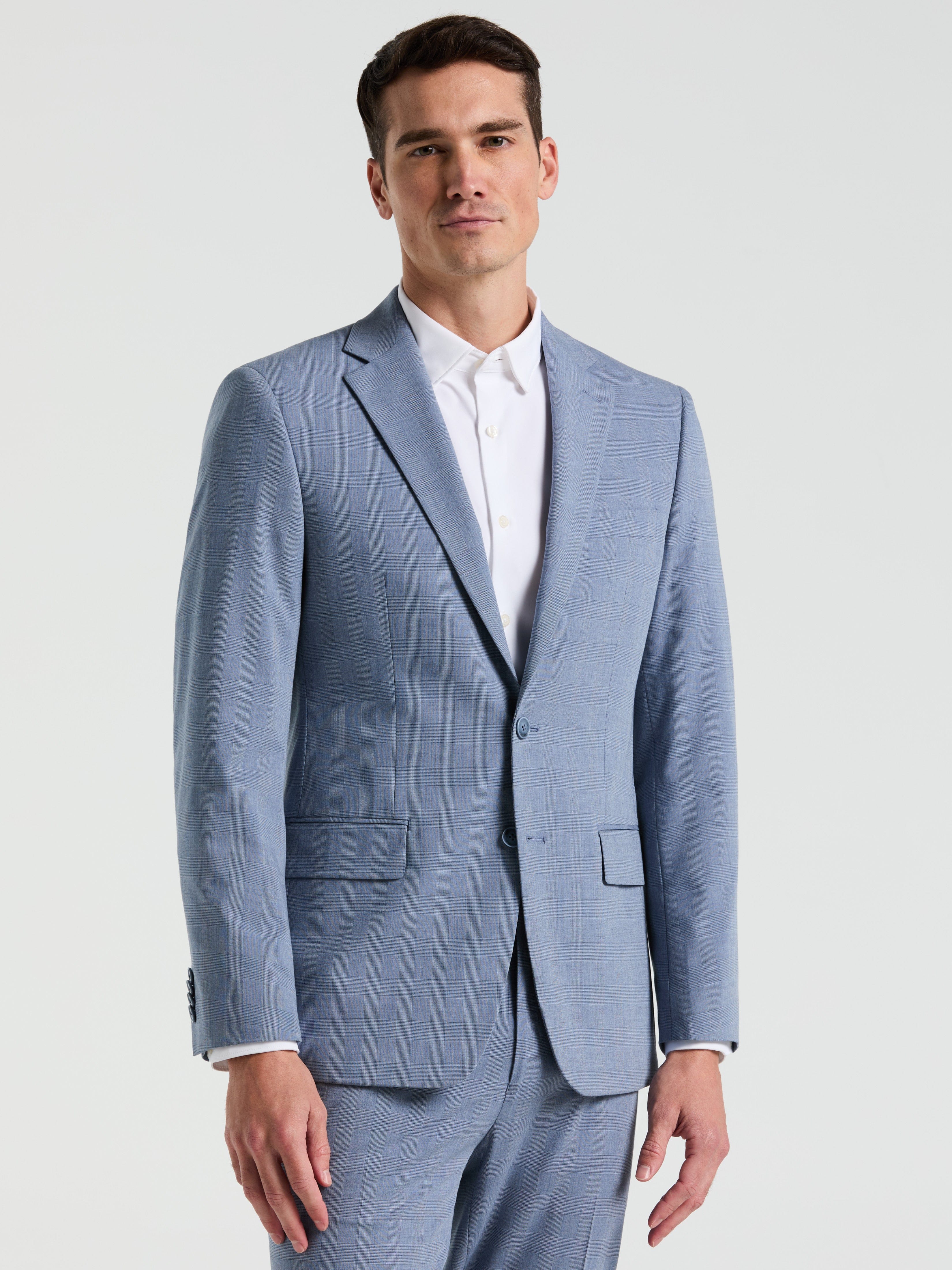 Slim Fit Plaid Print Suit Jacket