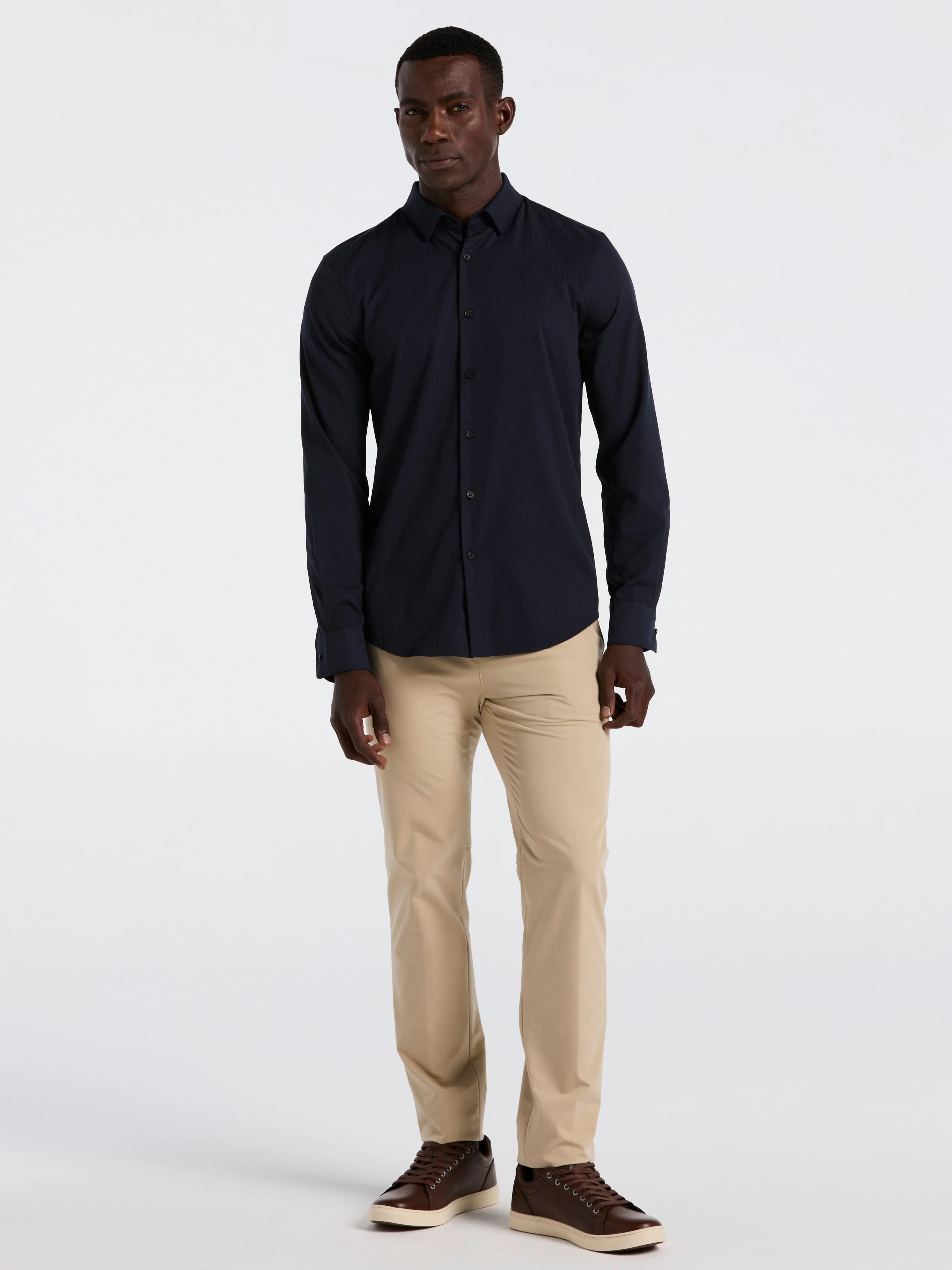 Slim Fit Ribbed Solid Shirt - Image 2