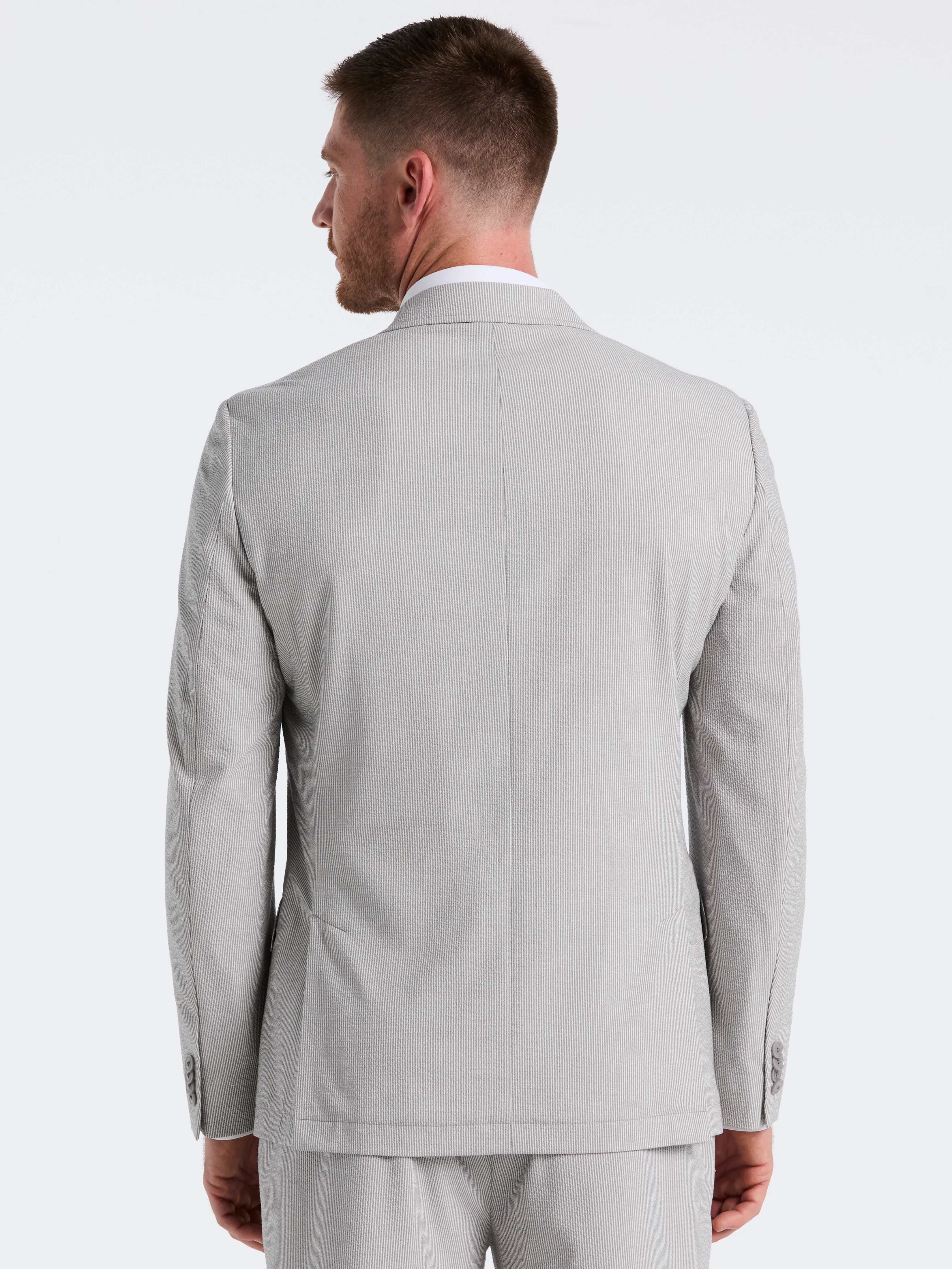 Slim Fit Seersucker Stripe Suit Jacket - Image 5