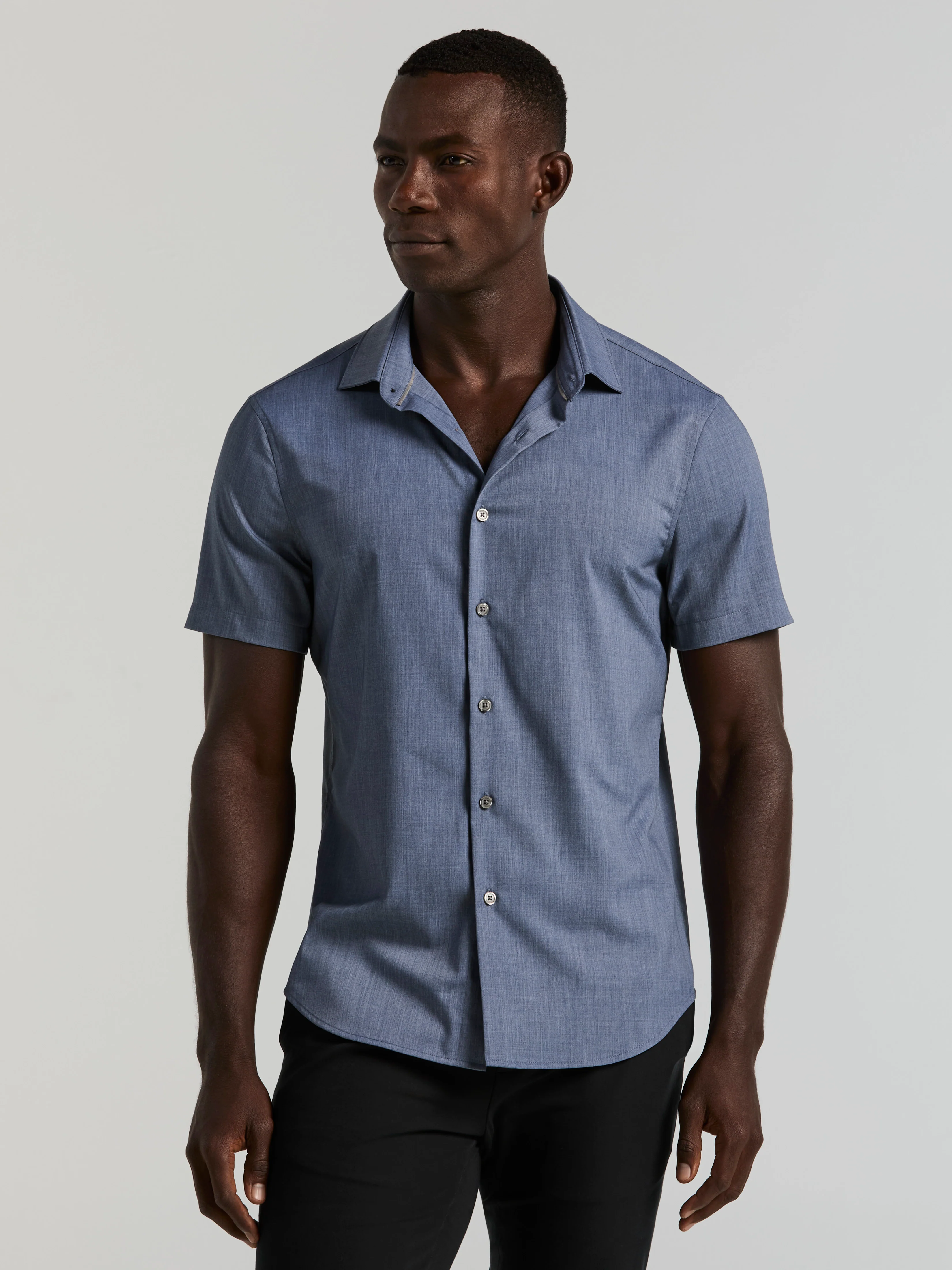 Slim Fit Total Stretch Heathered Short Sleeve Shirt - Image 10