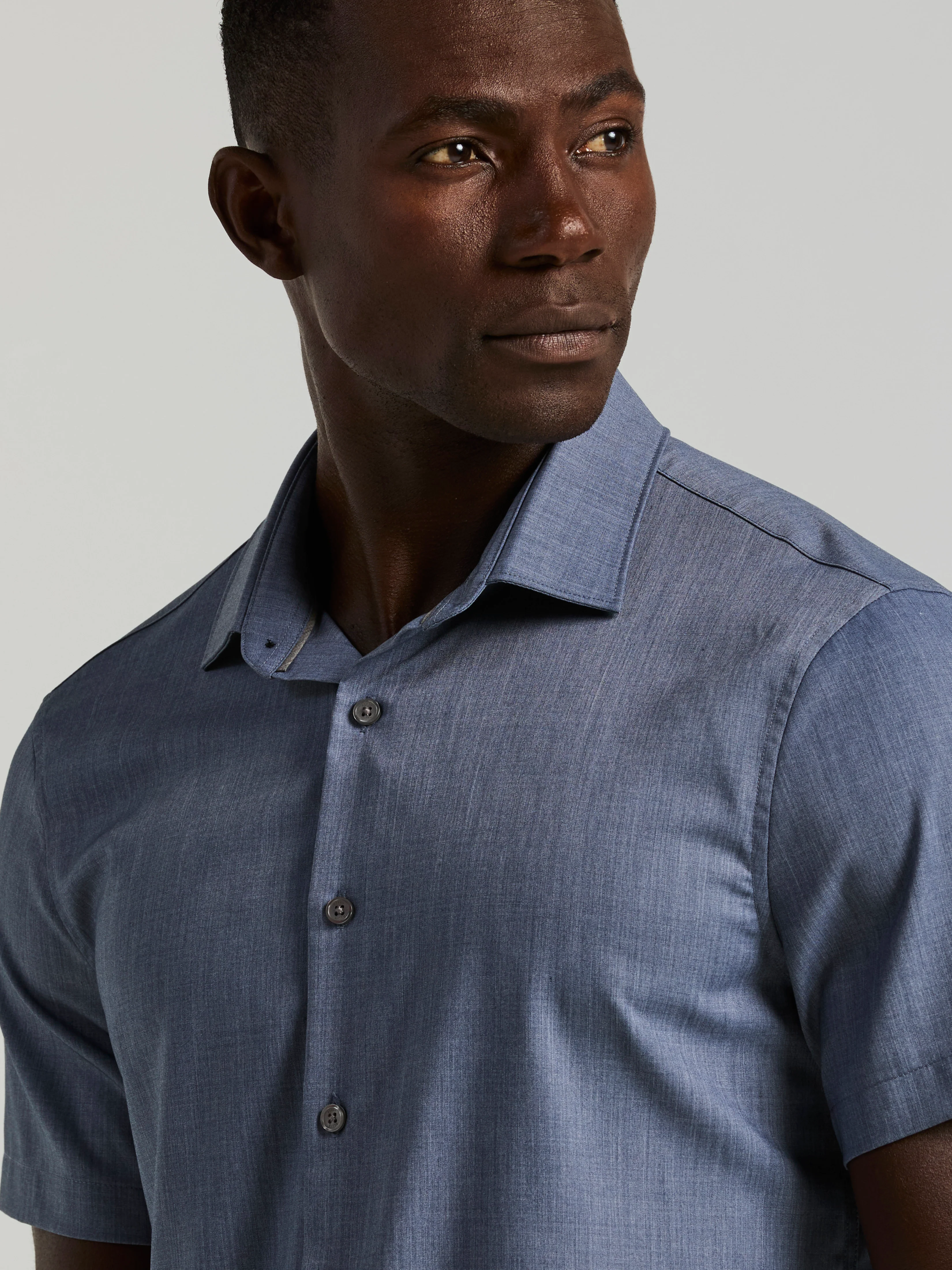Slim Fit Total Stretch Heathered Short Sleeve Shirt - Image 11