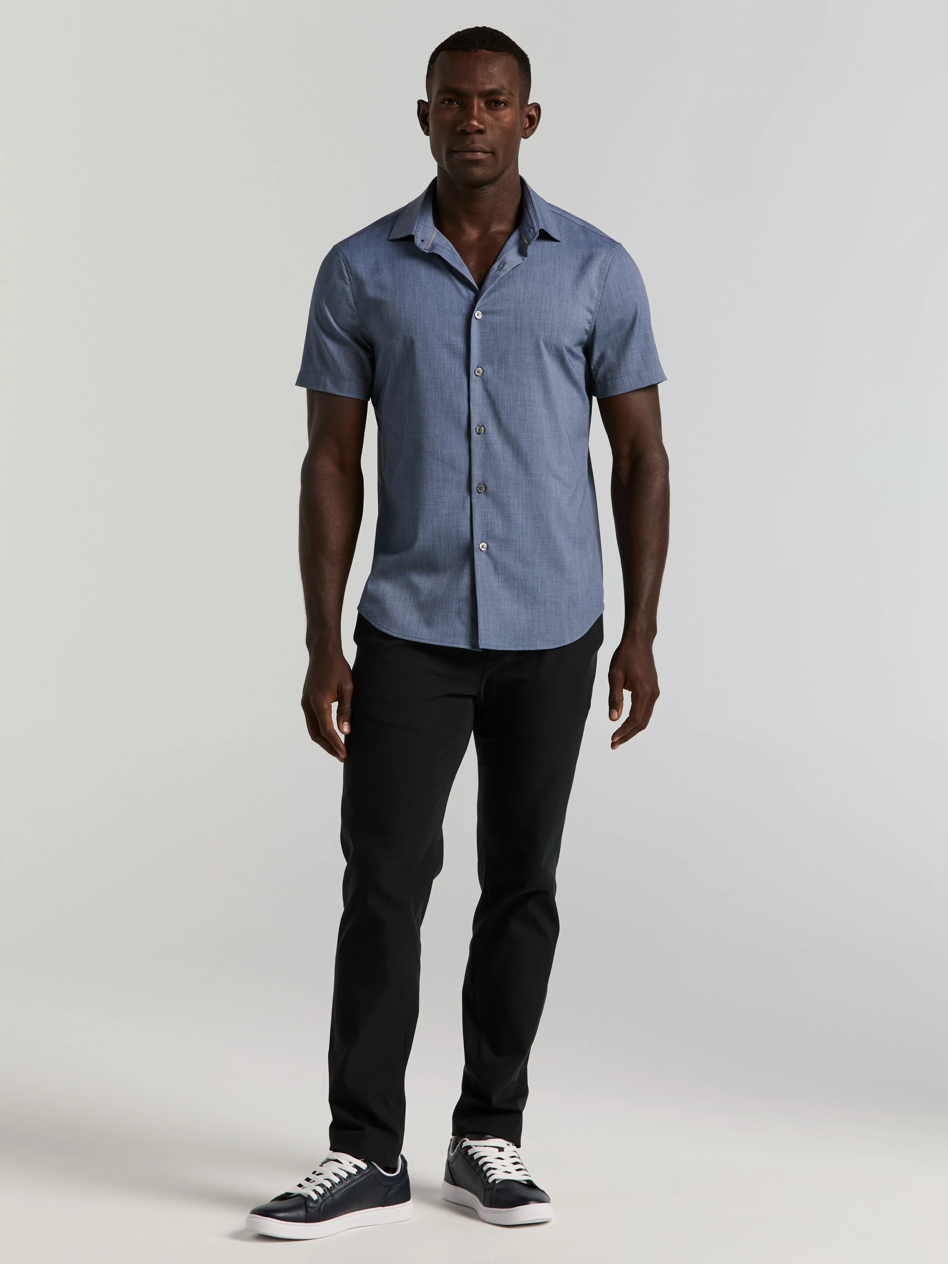 Slim Fit Total Stretch Heathered Short Sleeve Shirt - Image 13