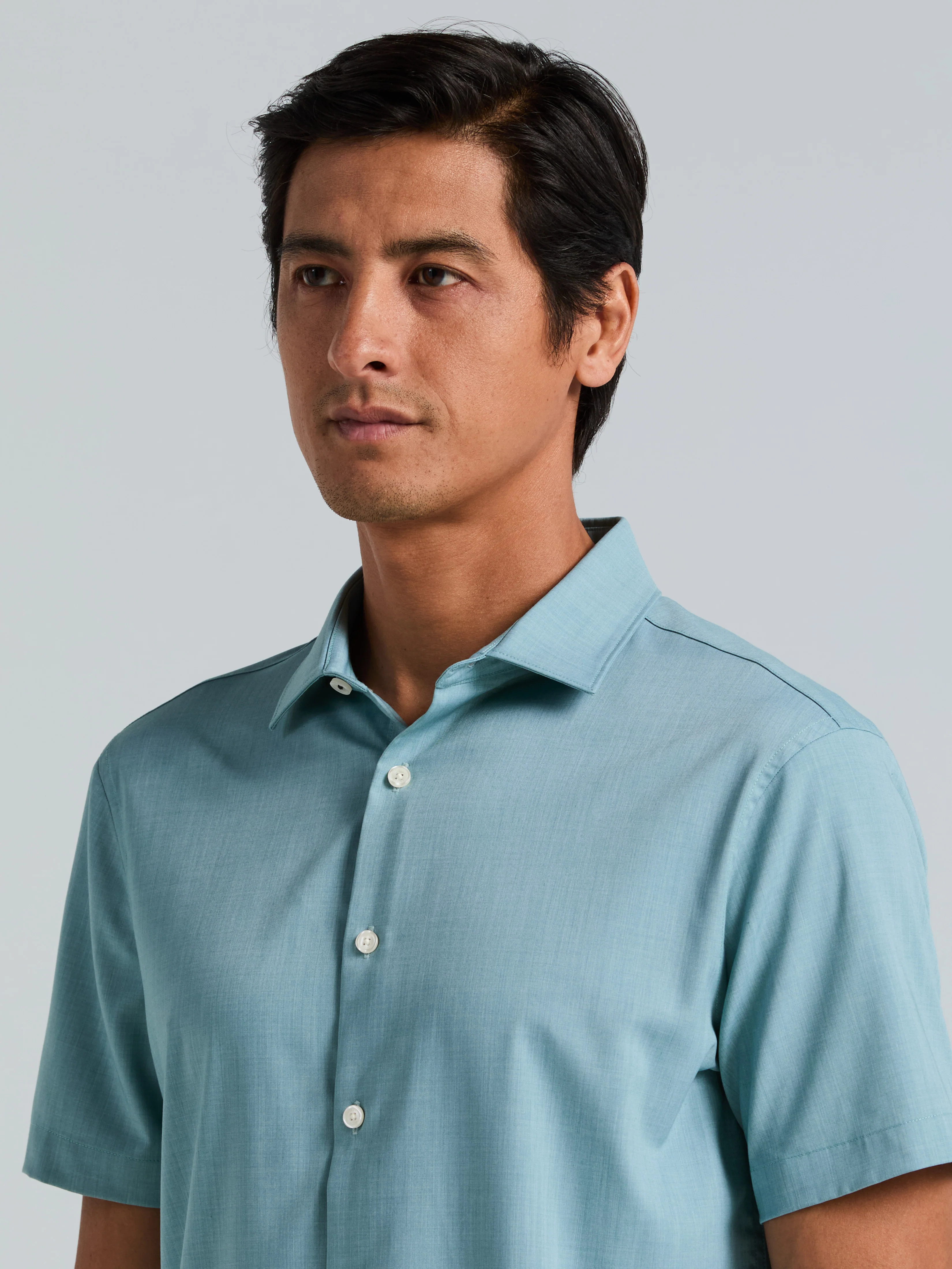 Slim Fit Total Stretch Heathered Short Sleeve Shirt - Image 6