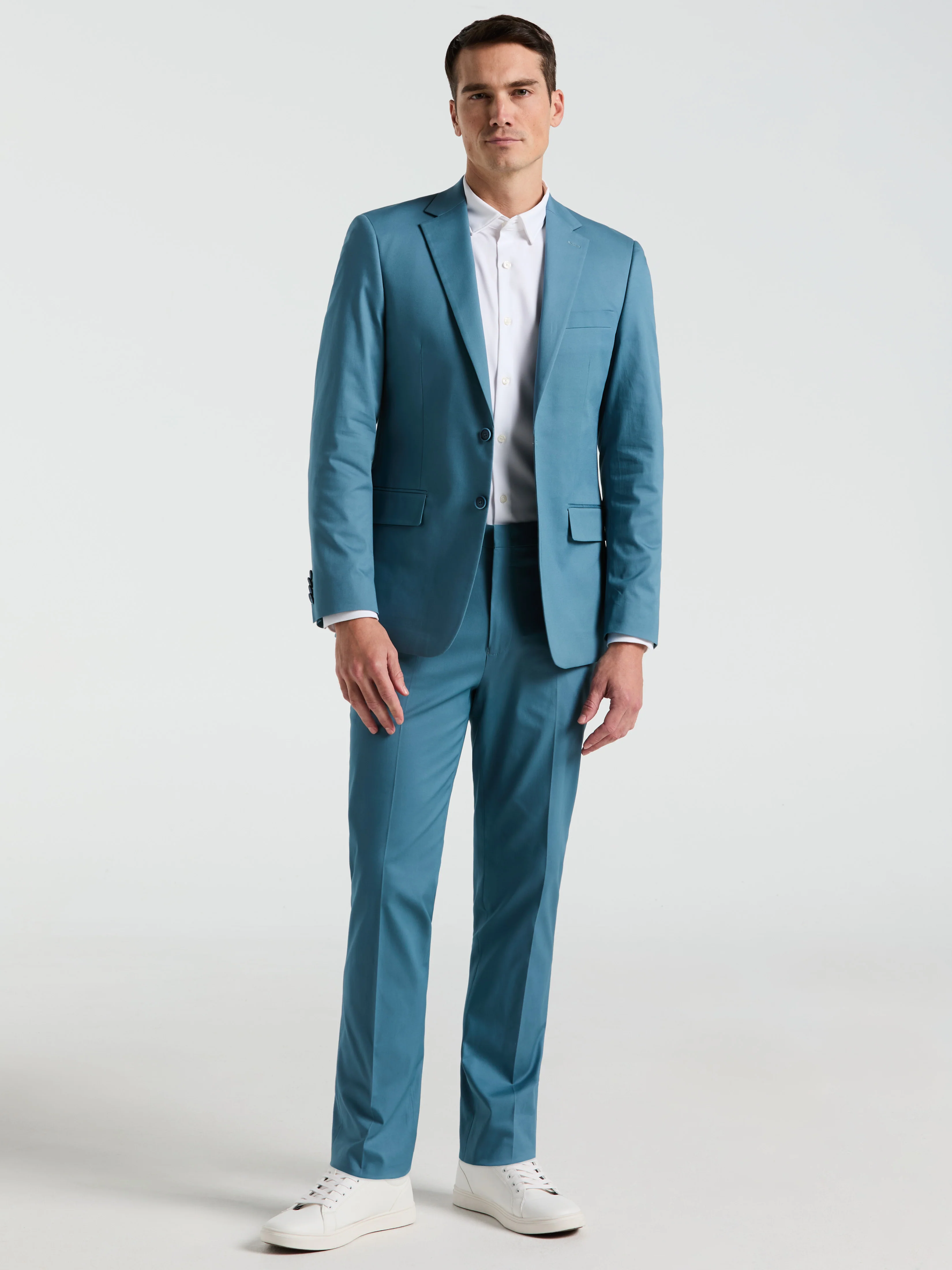 Slim Fit Solid Cotton Blend Suit Pant - Image 6