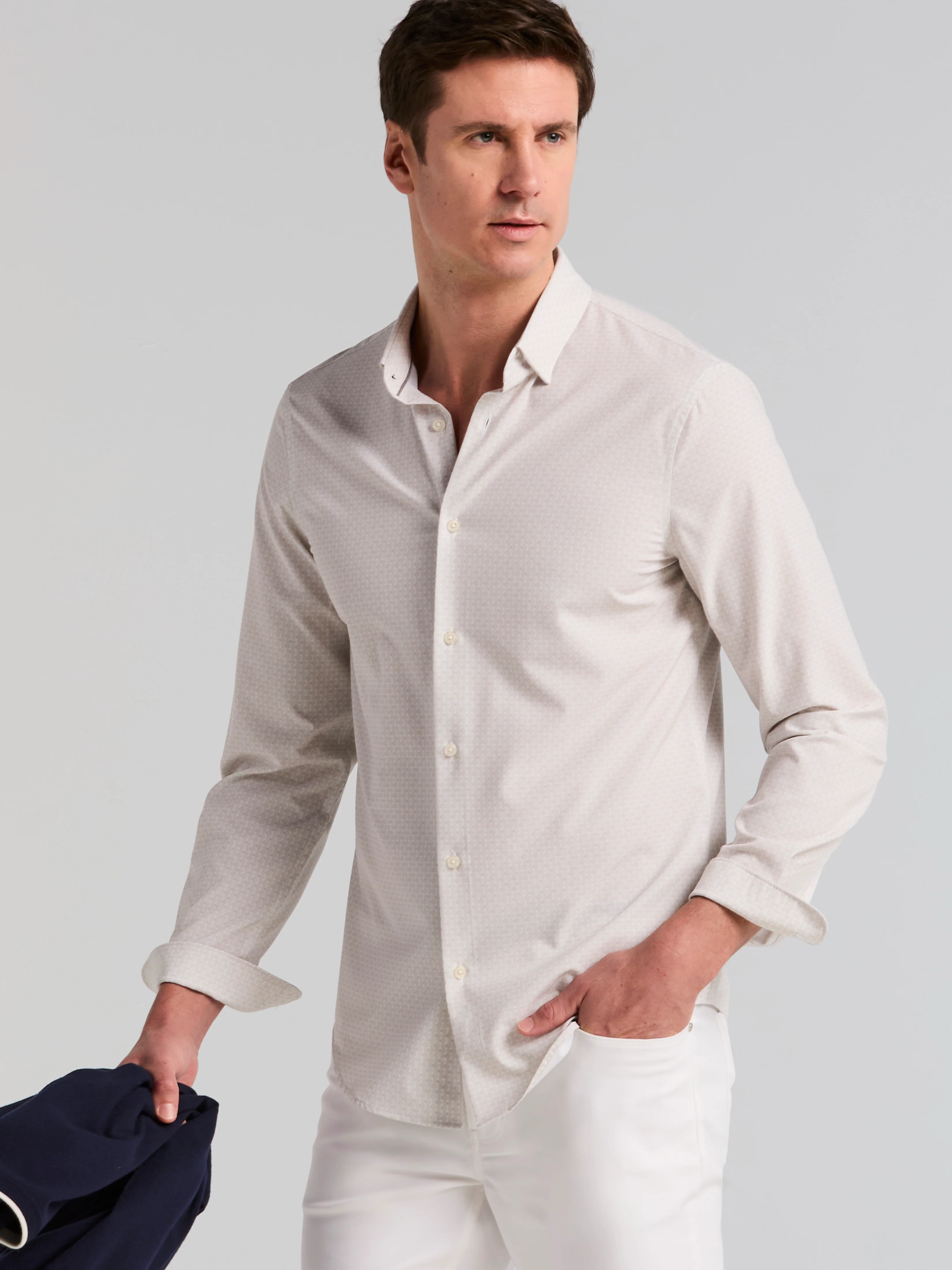 Slim Fit Total Stretch Stripe Dot Shirt - Image 3