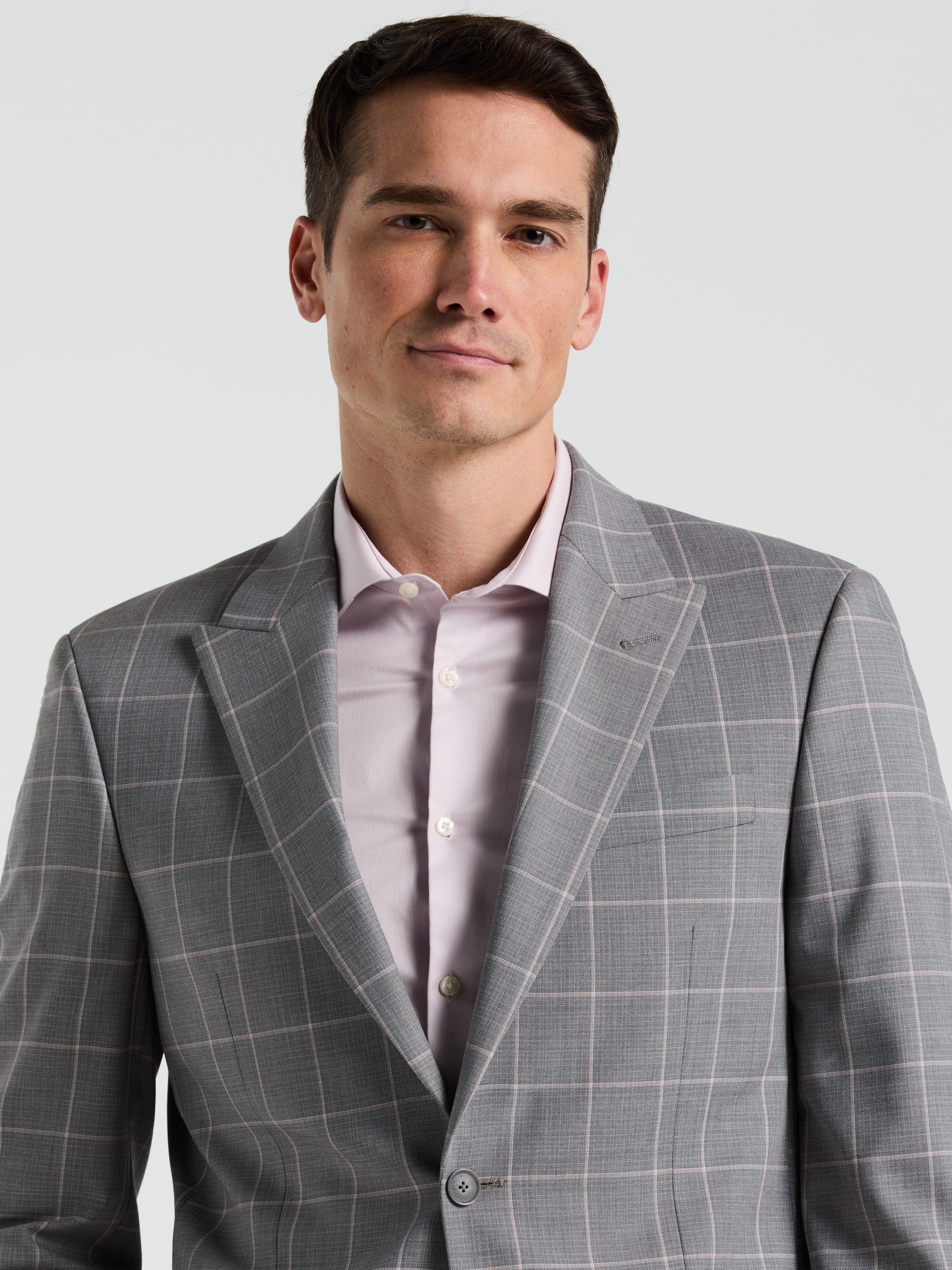 Slim Fit Windowpane Pattern Suit Jacket - Image 2