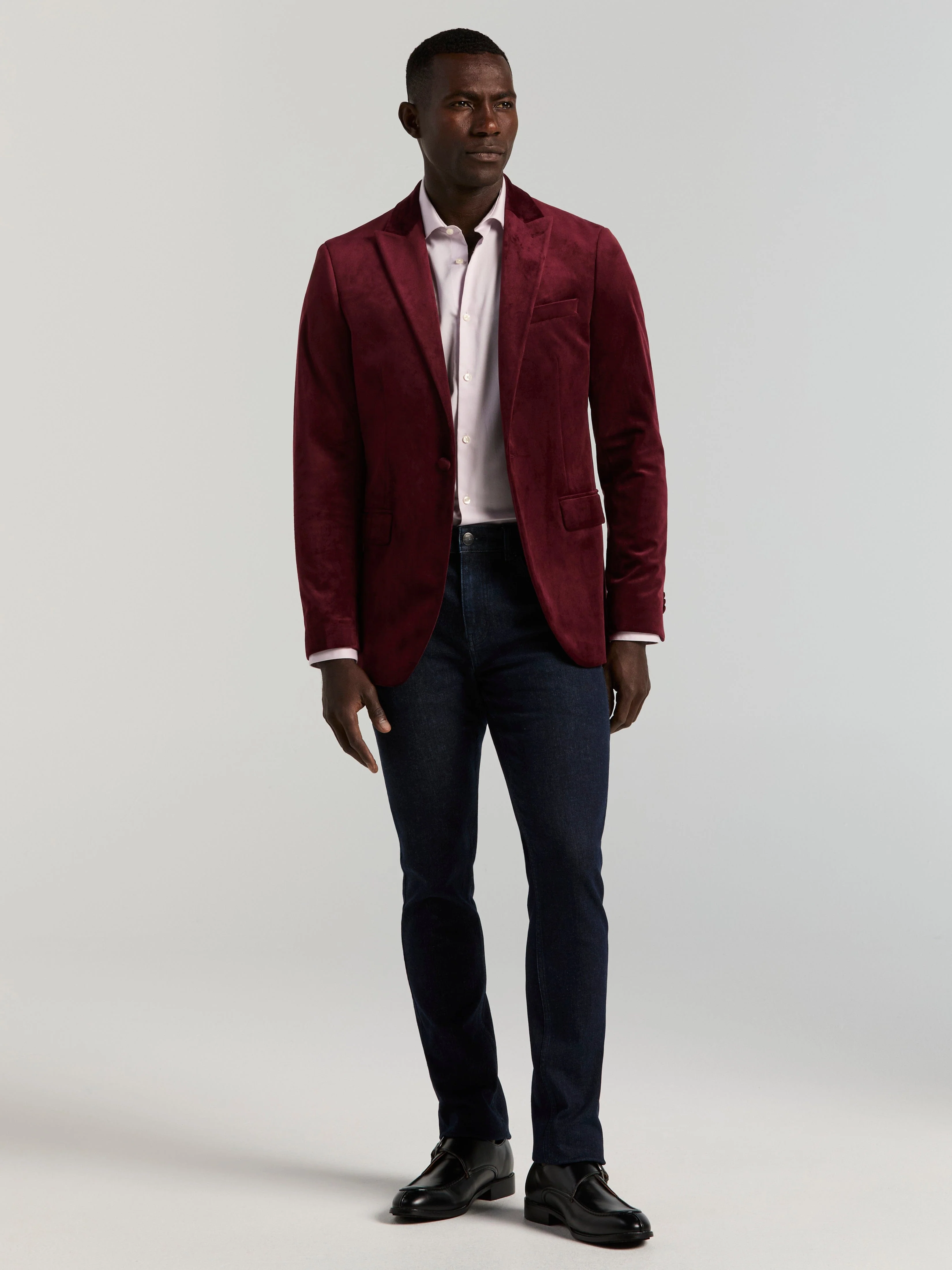 Slim Peak Lapel Velvet Jacket - Image 4