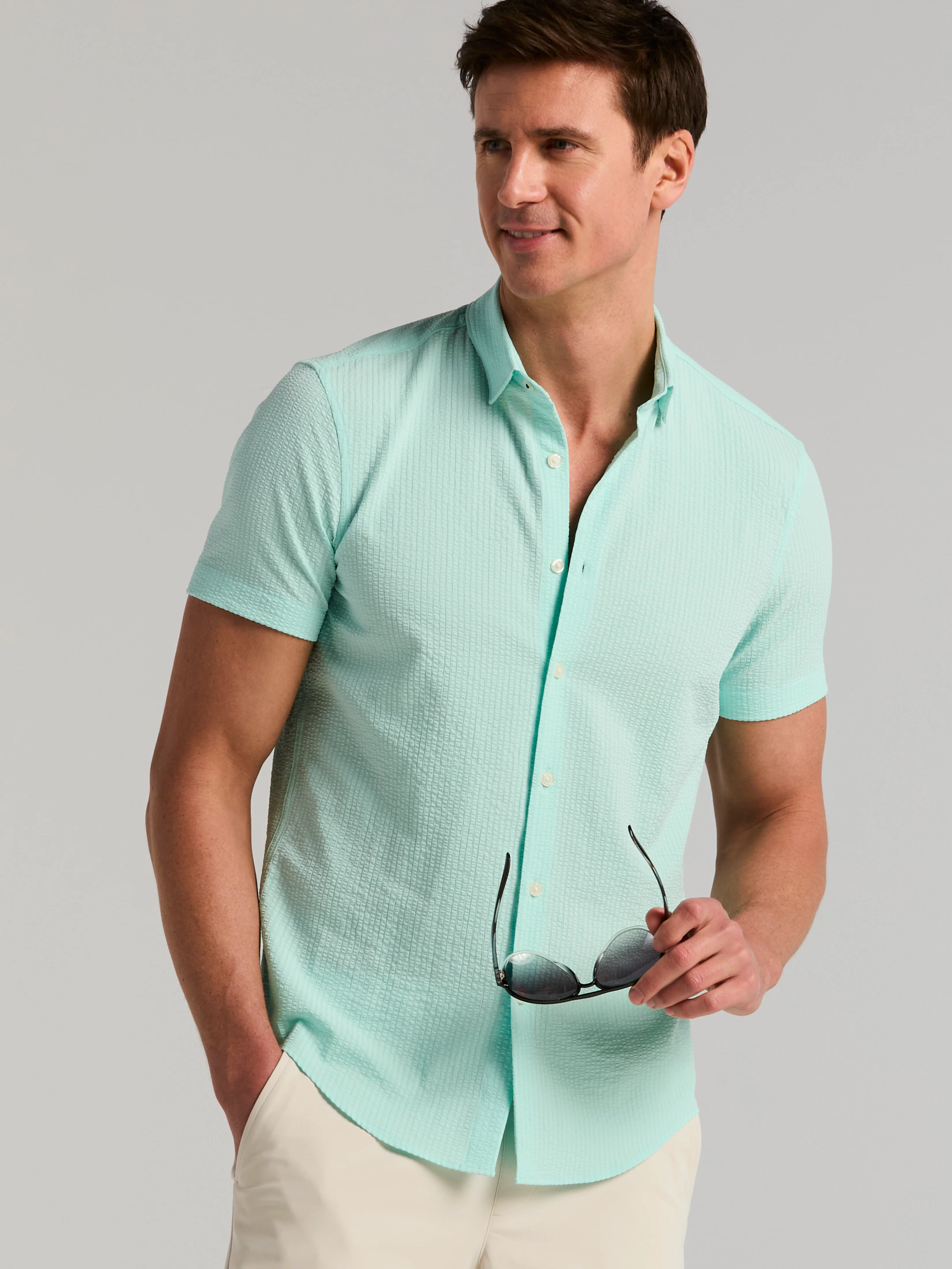 Slim Fit Stretch Seersucker Shirt - Image 3