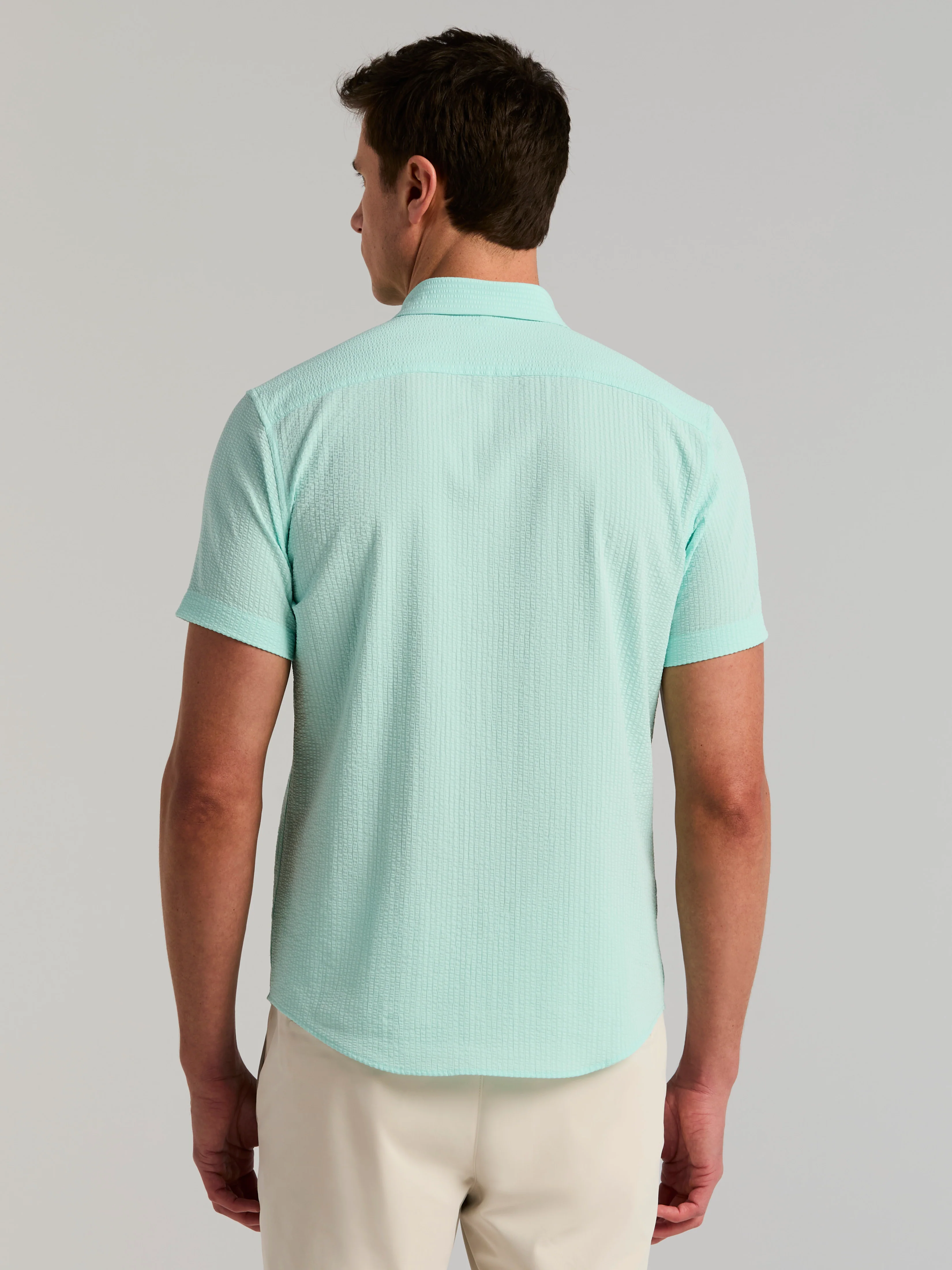 Slim Fit Stretch Seersucker Shirt - Image 4