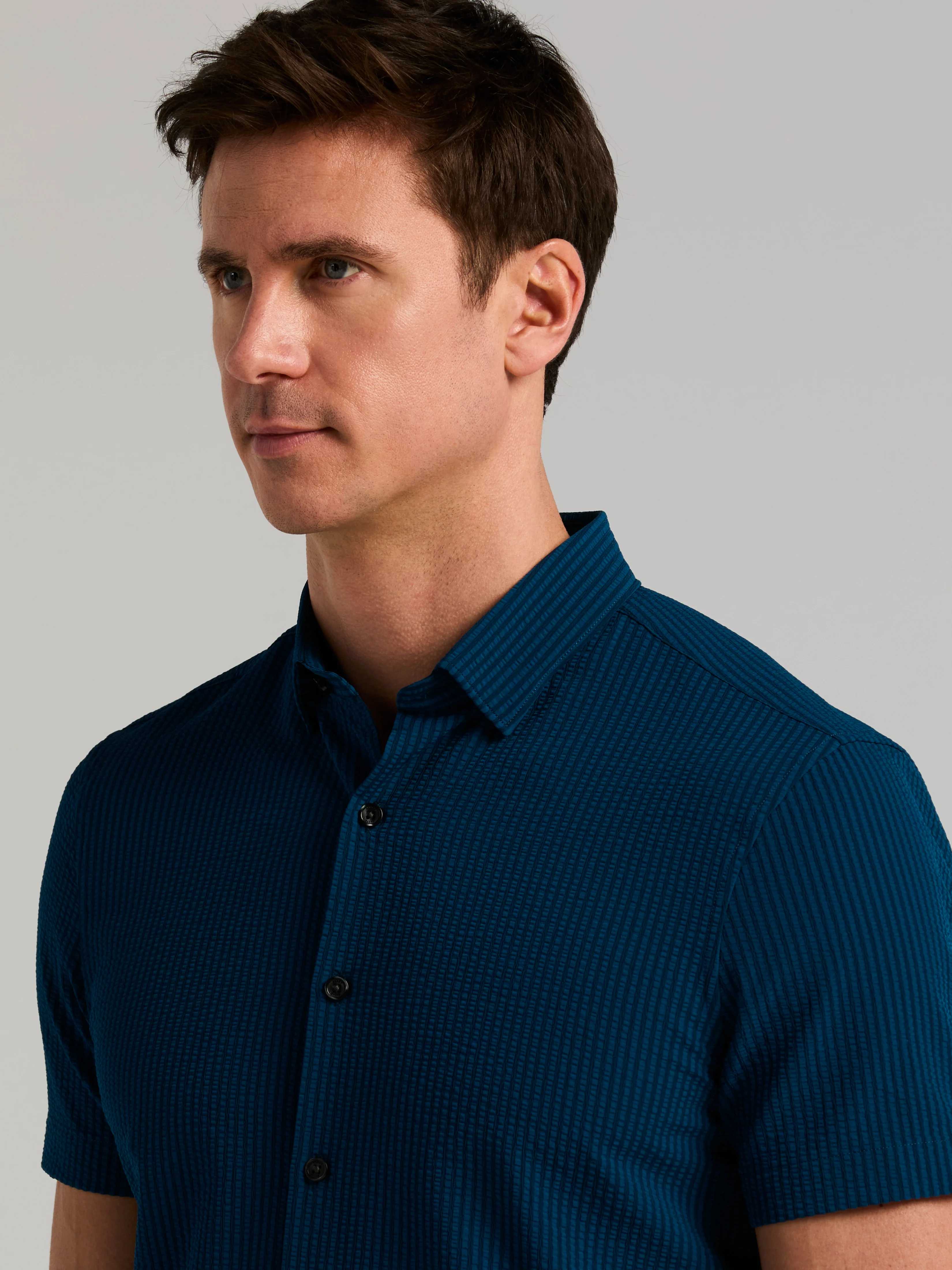 Slim Fit Stretch Seersucker Shirt - Image 7