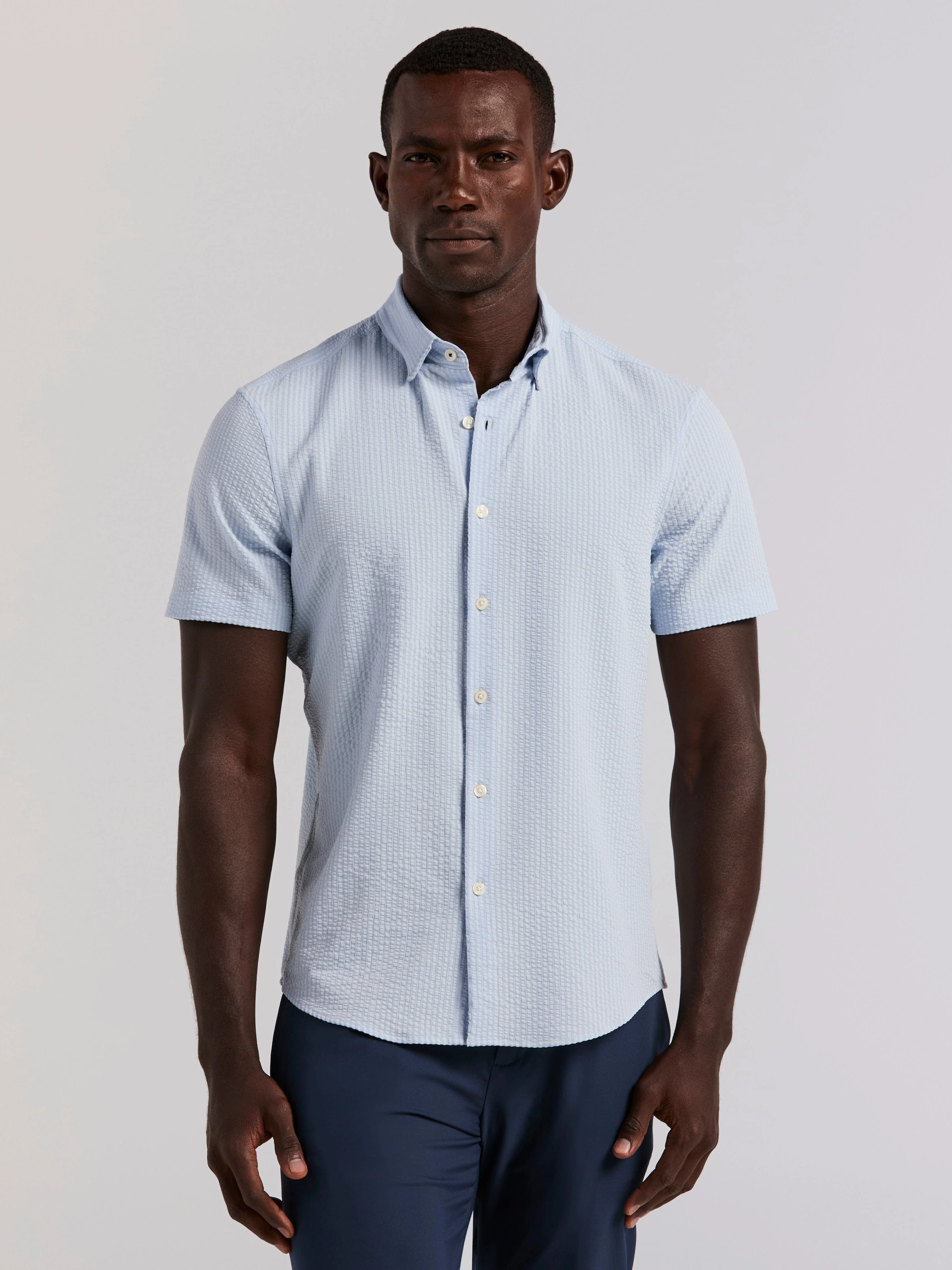 Stretch Seersucker Slim Fit Shirt - Image 5