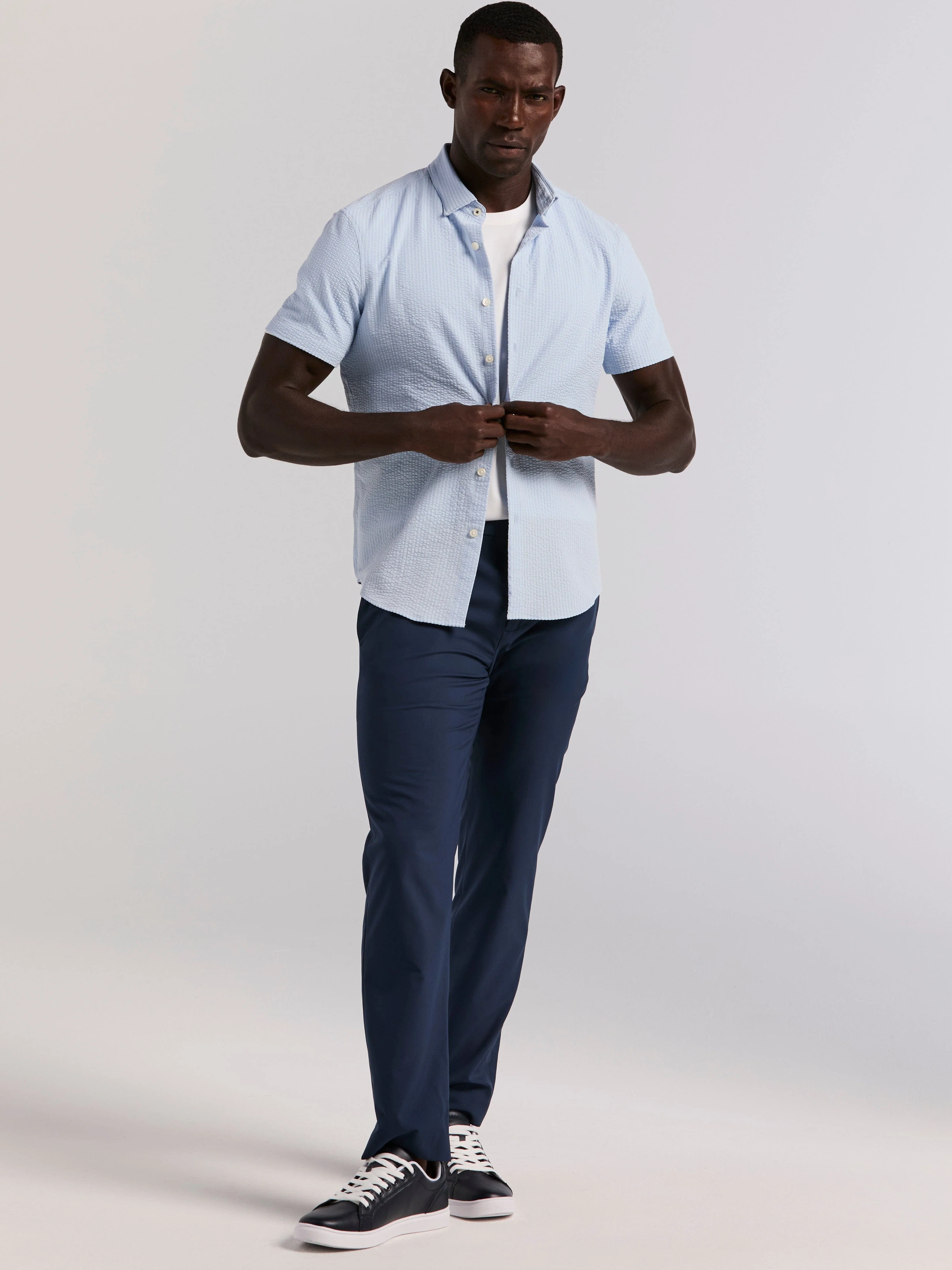 Stretch Seersucker Slim Fit Shirt - Image 9