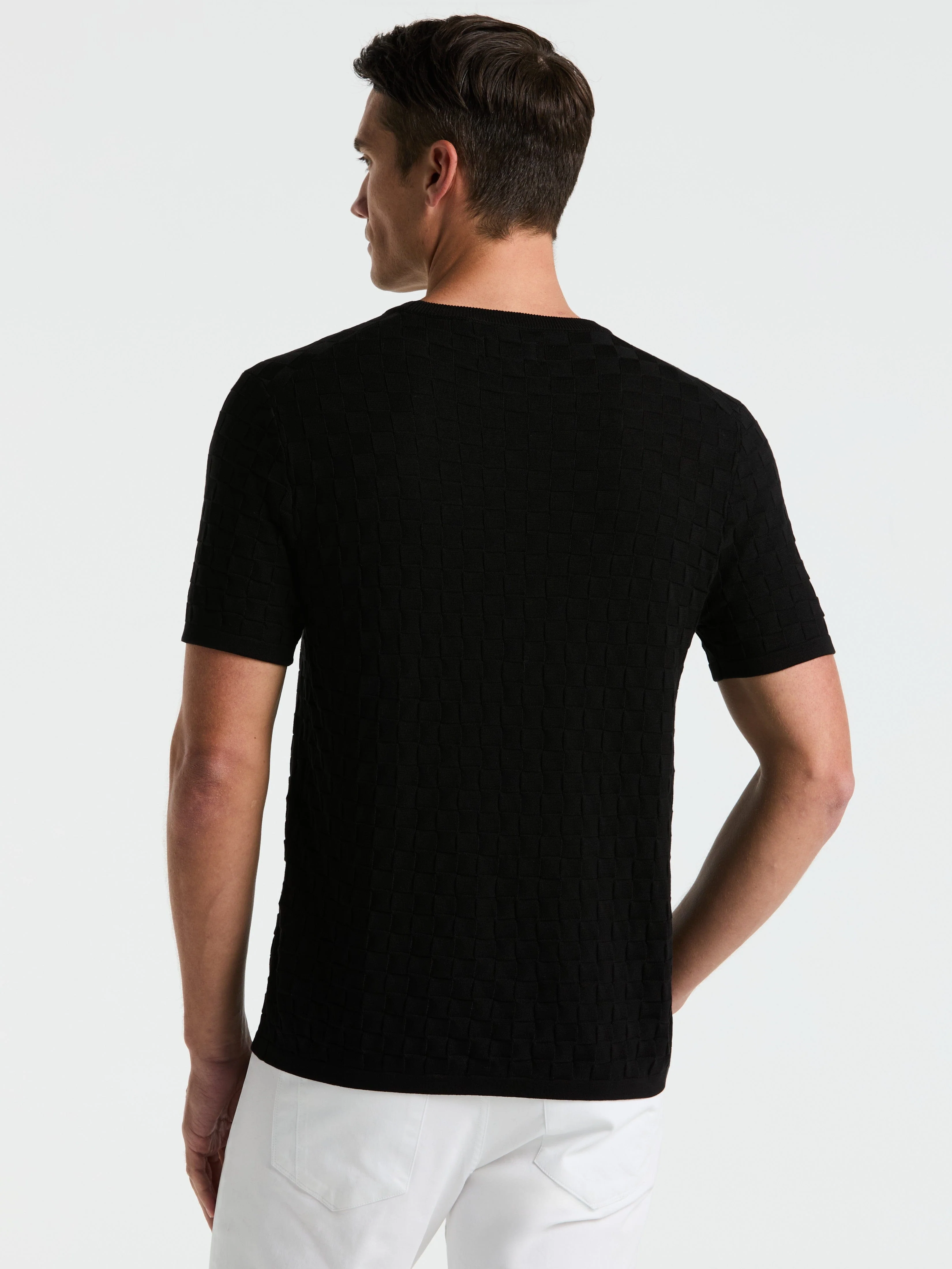 Square Pattern Crew Neck Sweater Tee - Image 15