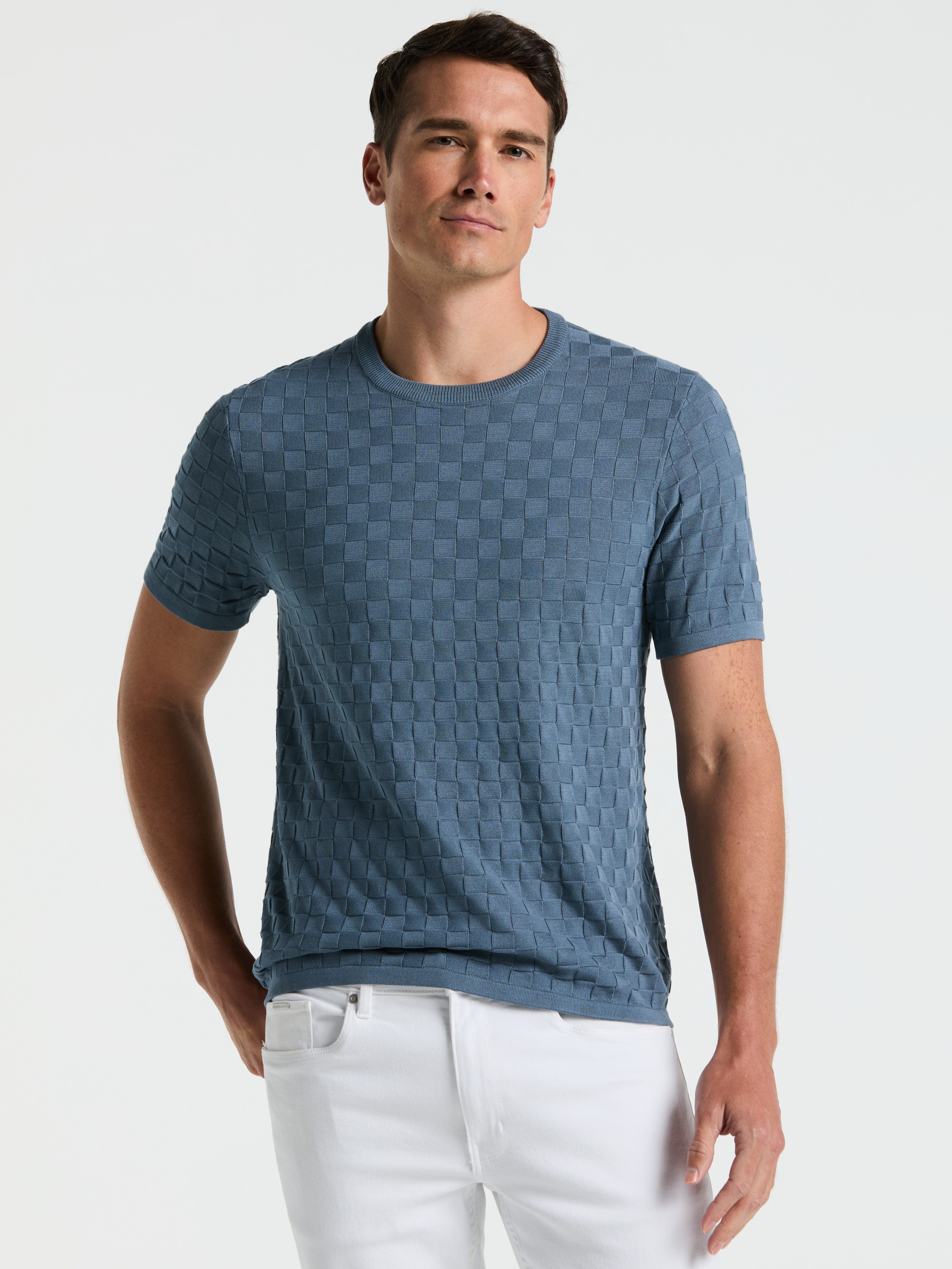 Square Pattern Crew Neck Sweater Tee - Image 17