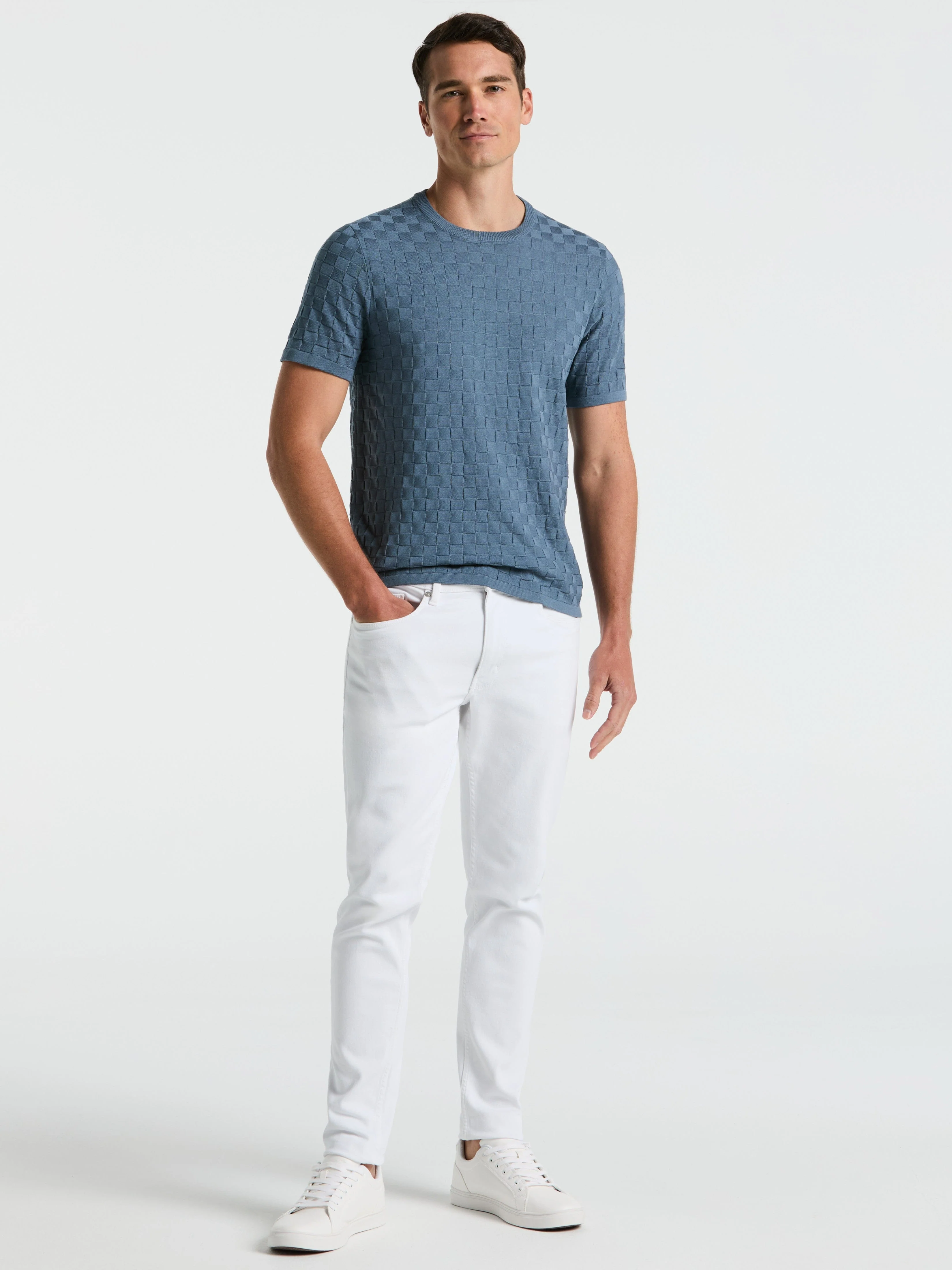 Square Pattern Crew Neck Sweater Tee - Image 18