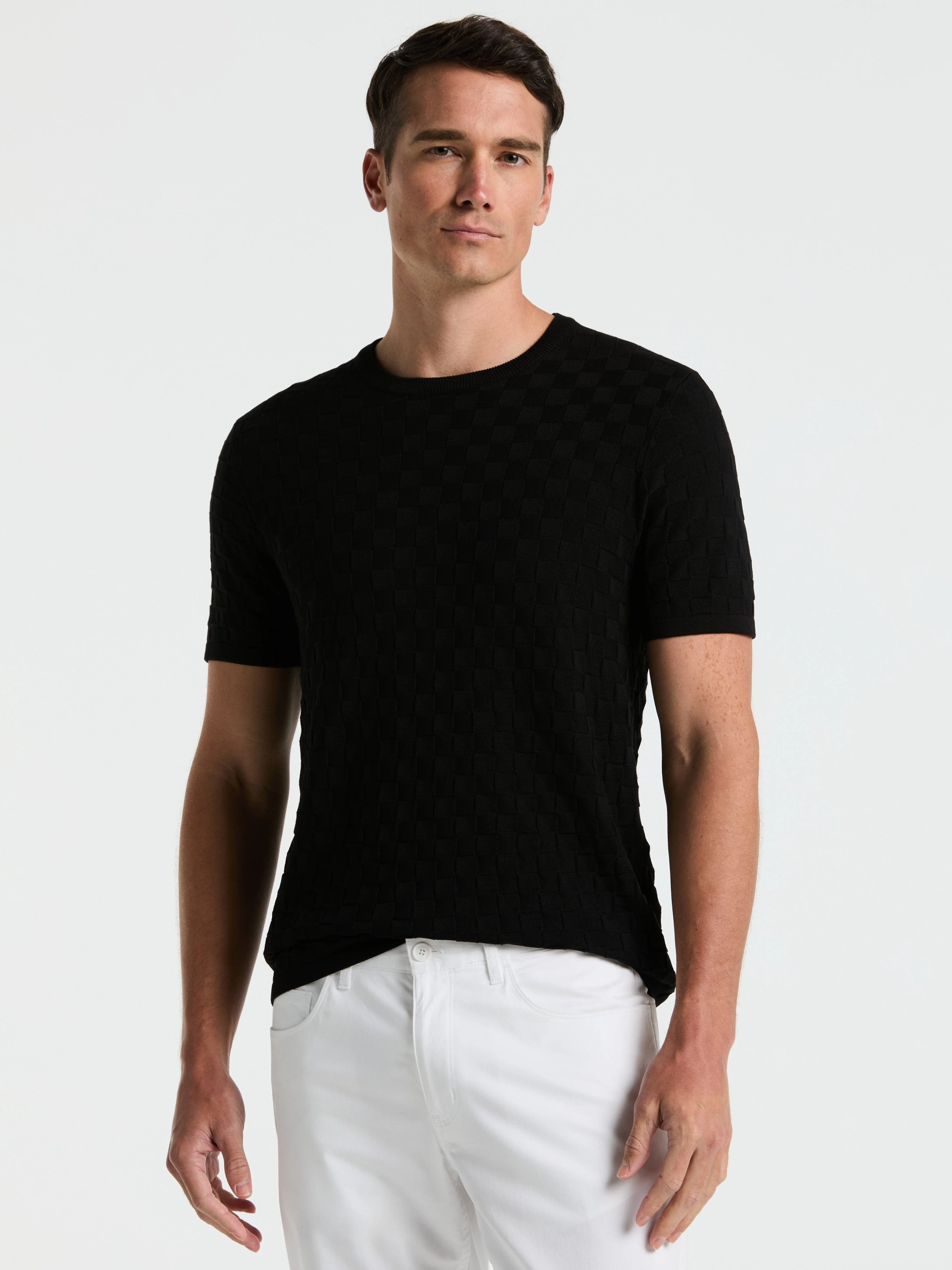 Square Pattern Crew Neck Sweater Tee - Image 19