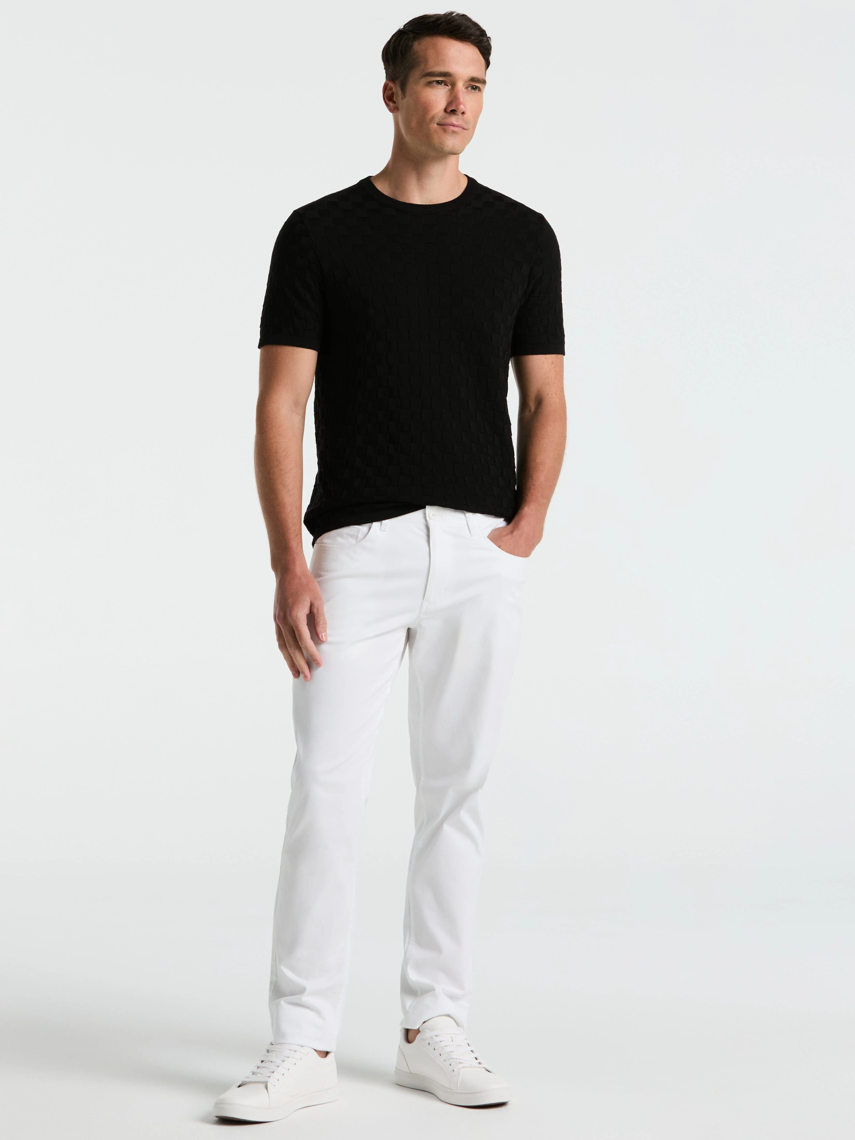 Square Pattern Crew Neck Sweater Tee - Image 20