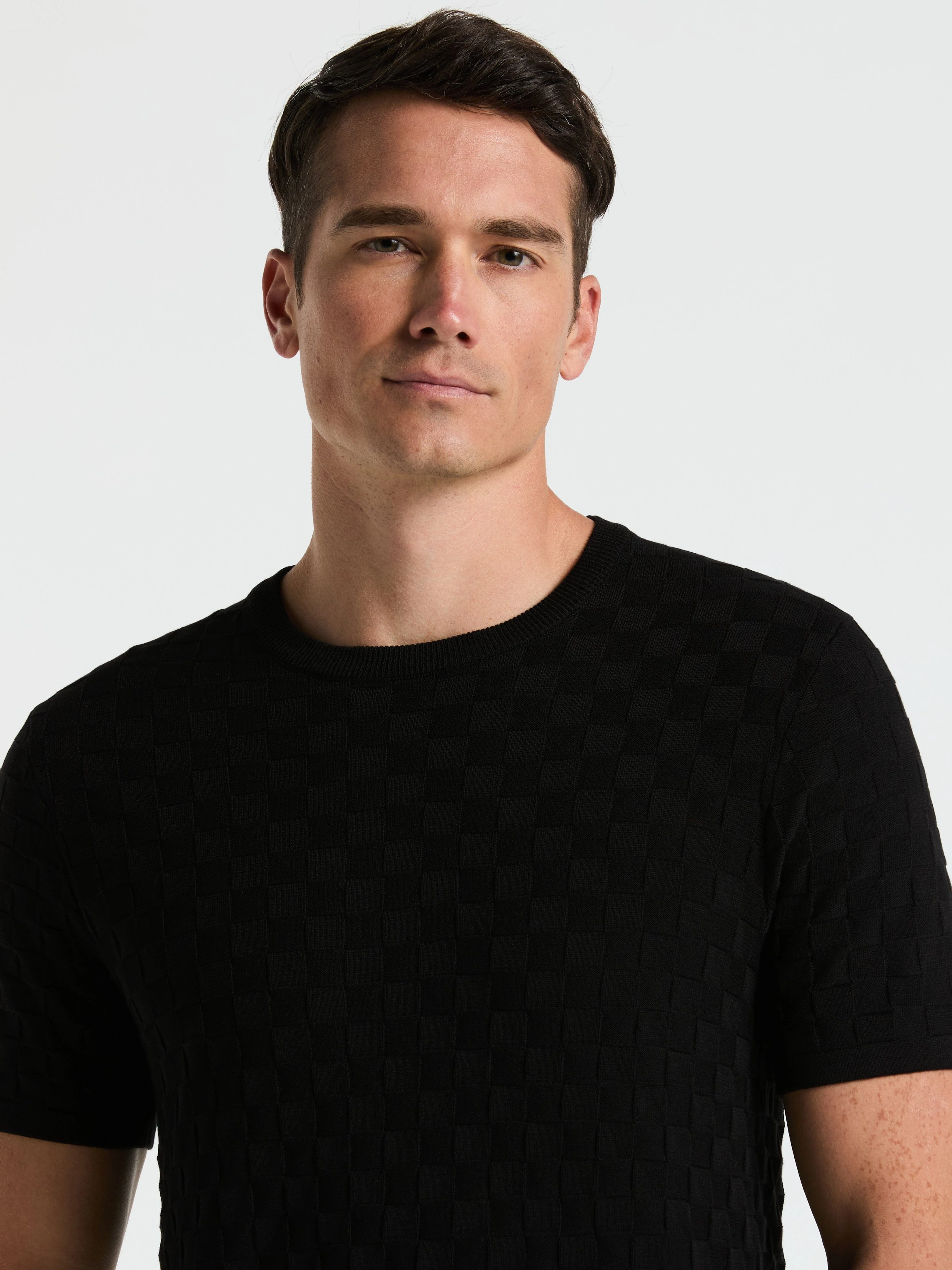 Square Pattern Crew Neck Sweater Tee - Image 21