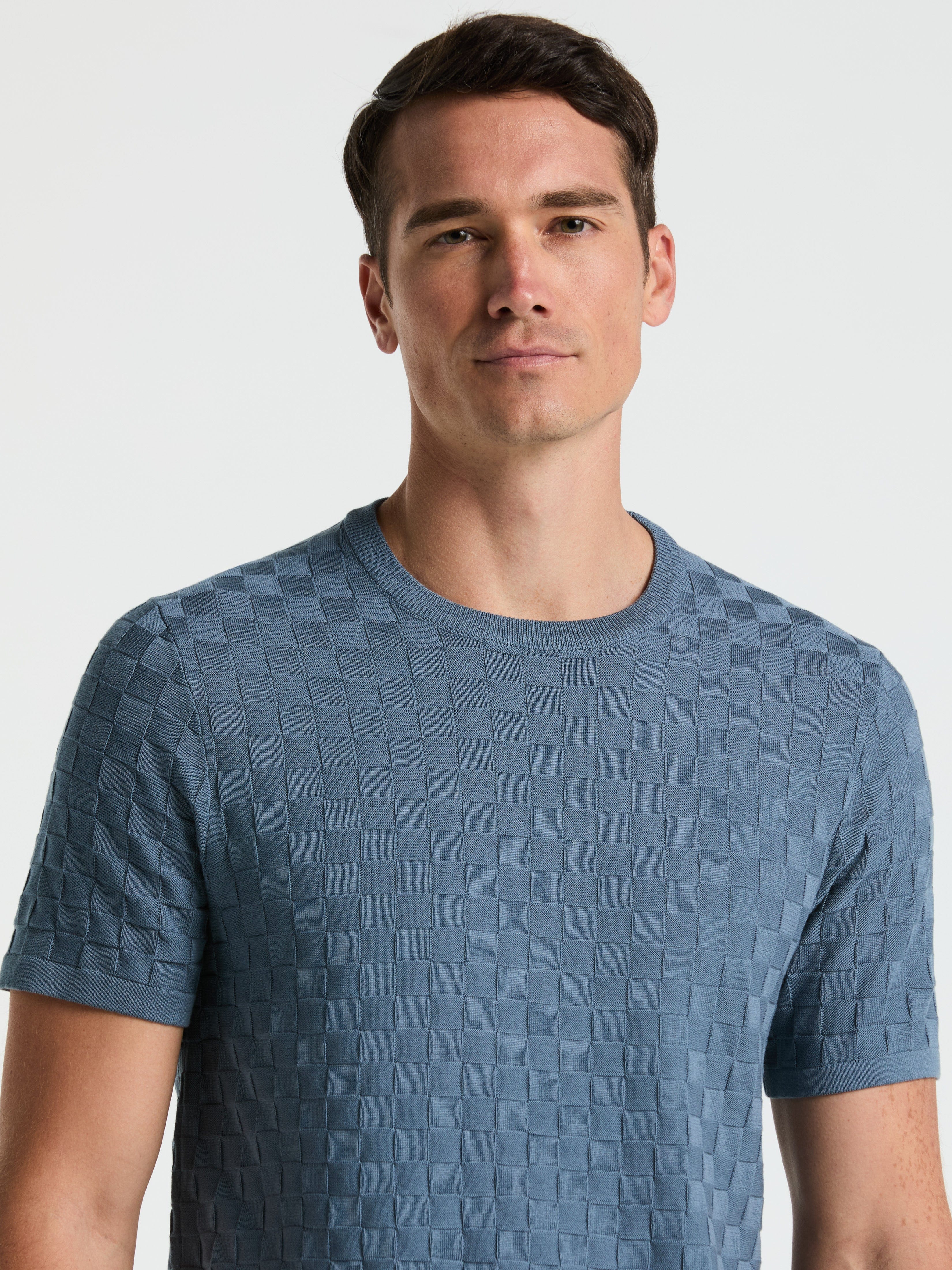 Square Pattern Crew Neck Sweater Tee - Image 22