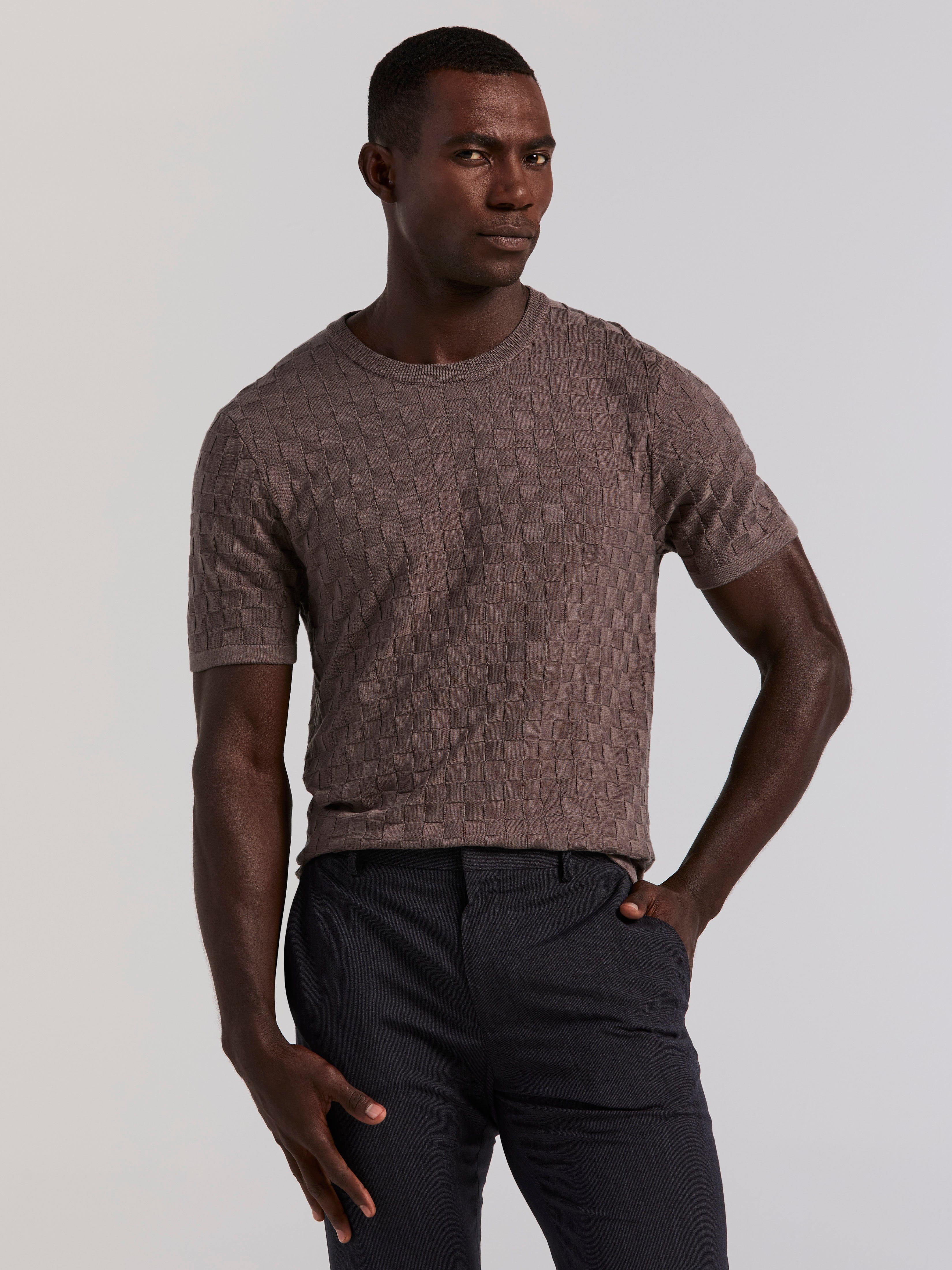 Square Pattern Crew Neck Sweater Tee - Image 23