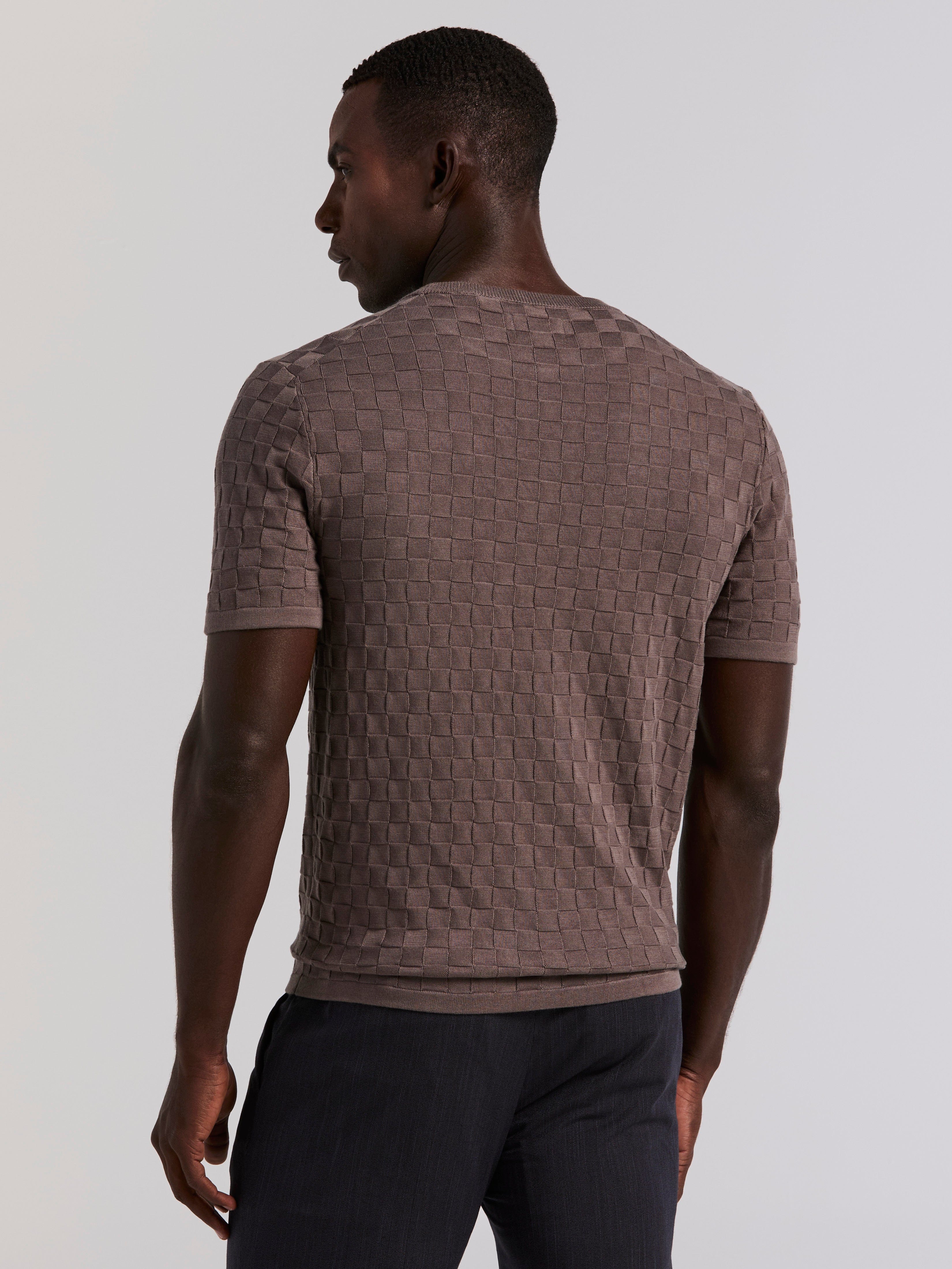 Square Pattern Crew Neck Sweater Tee - Image 25