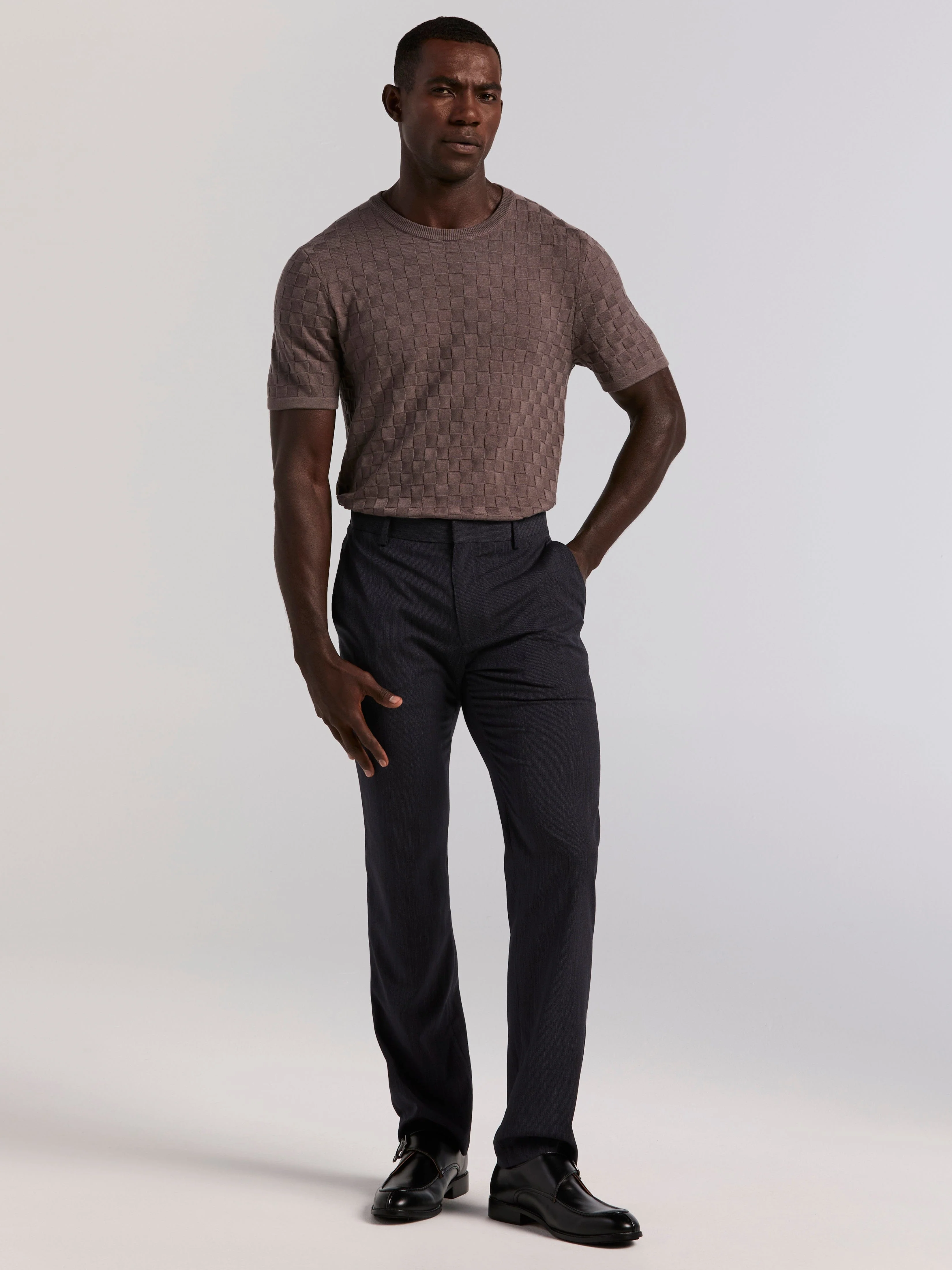 Square Pattern Crew Neck Sweater Tee - Image 26