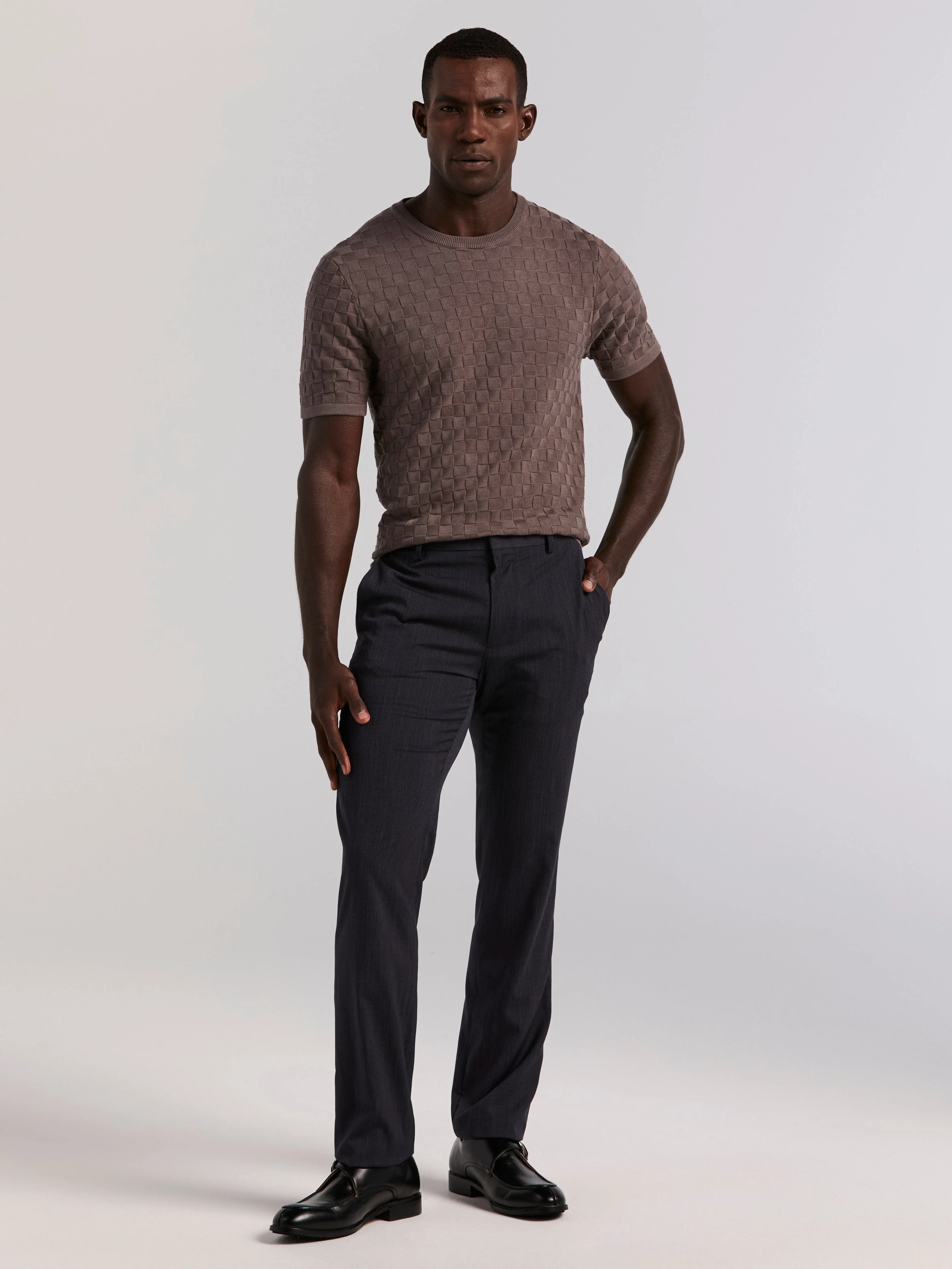 Square Pattern Crew Neck Sweater Tee - Image 27