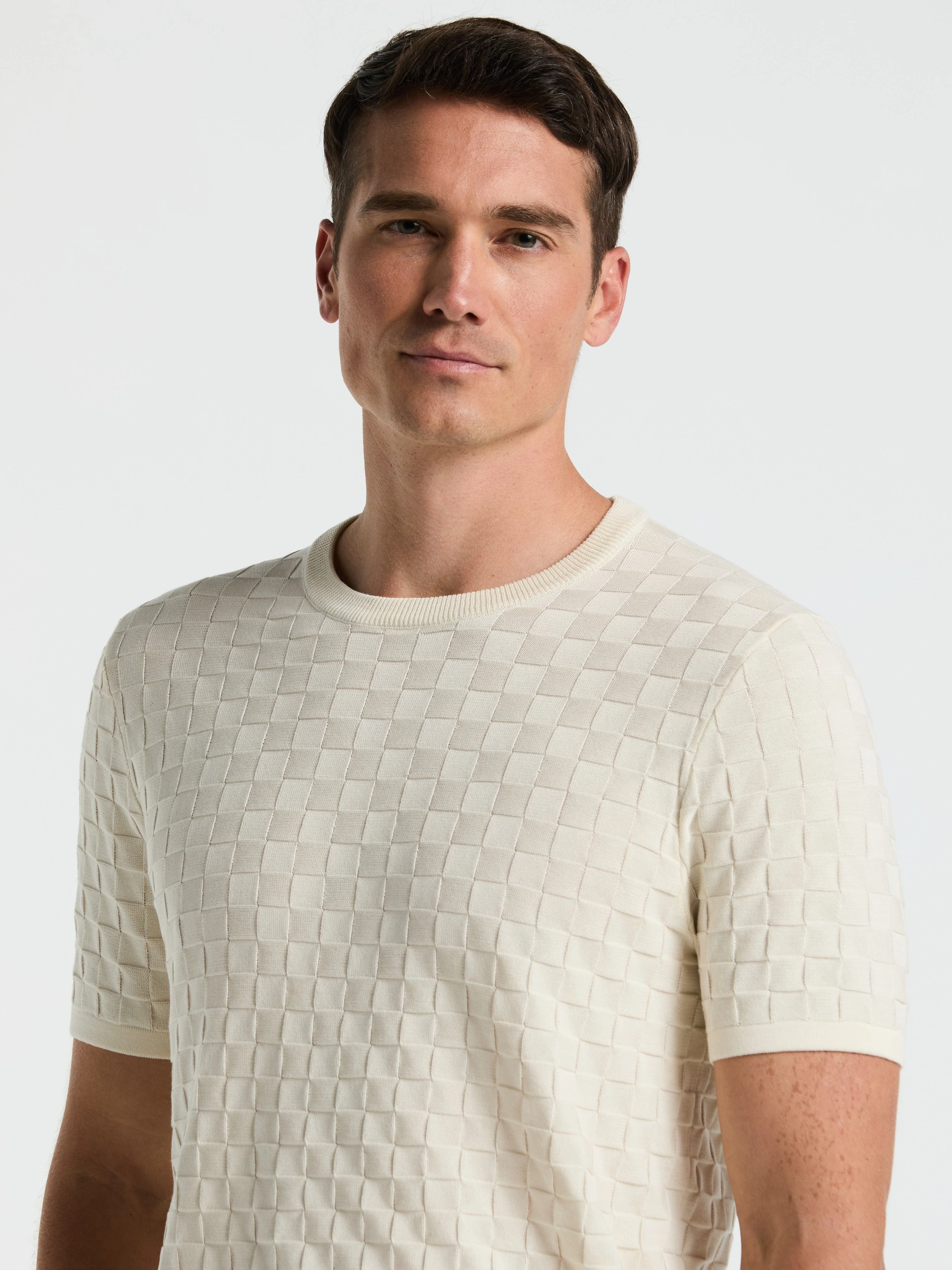 Square Pattern Crew Neck Sweater Tee - Image 3