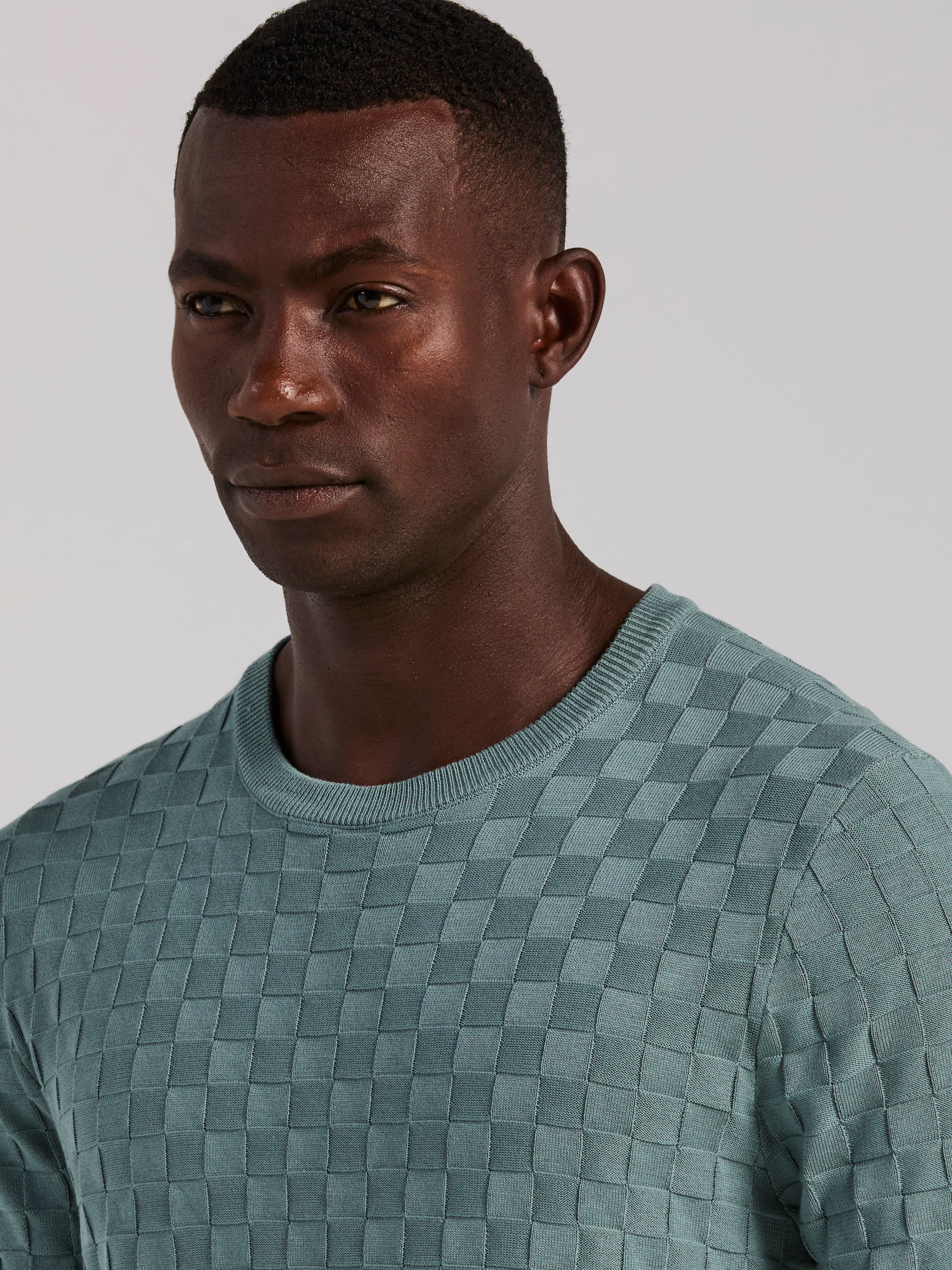 Square Pattern Crew Neck Sweater Tee - Image 6